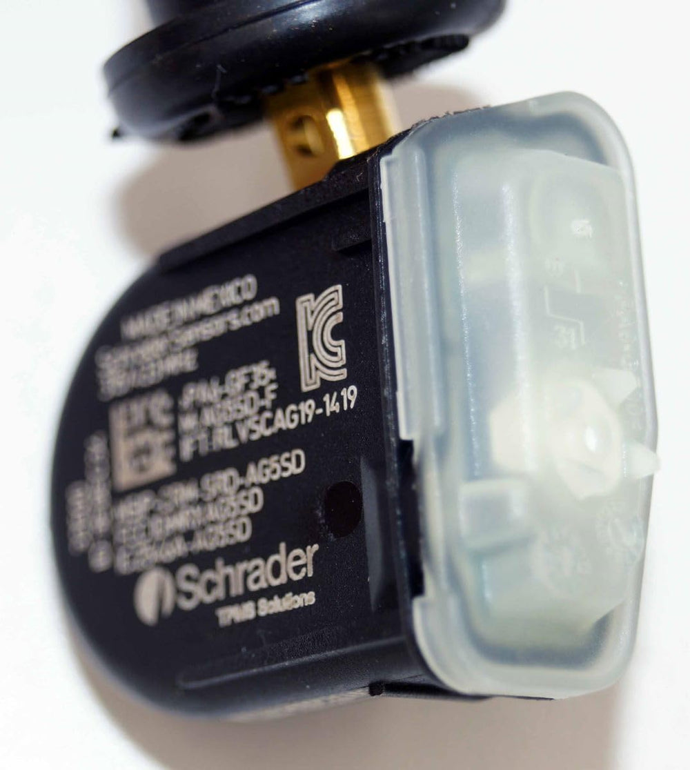 Schrader EZ-Sensor top label detail showing blank ID ready for programming benefit