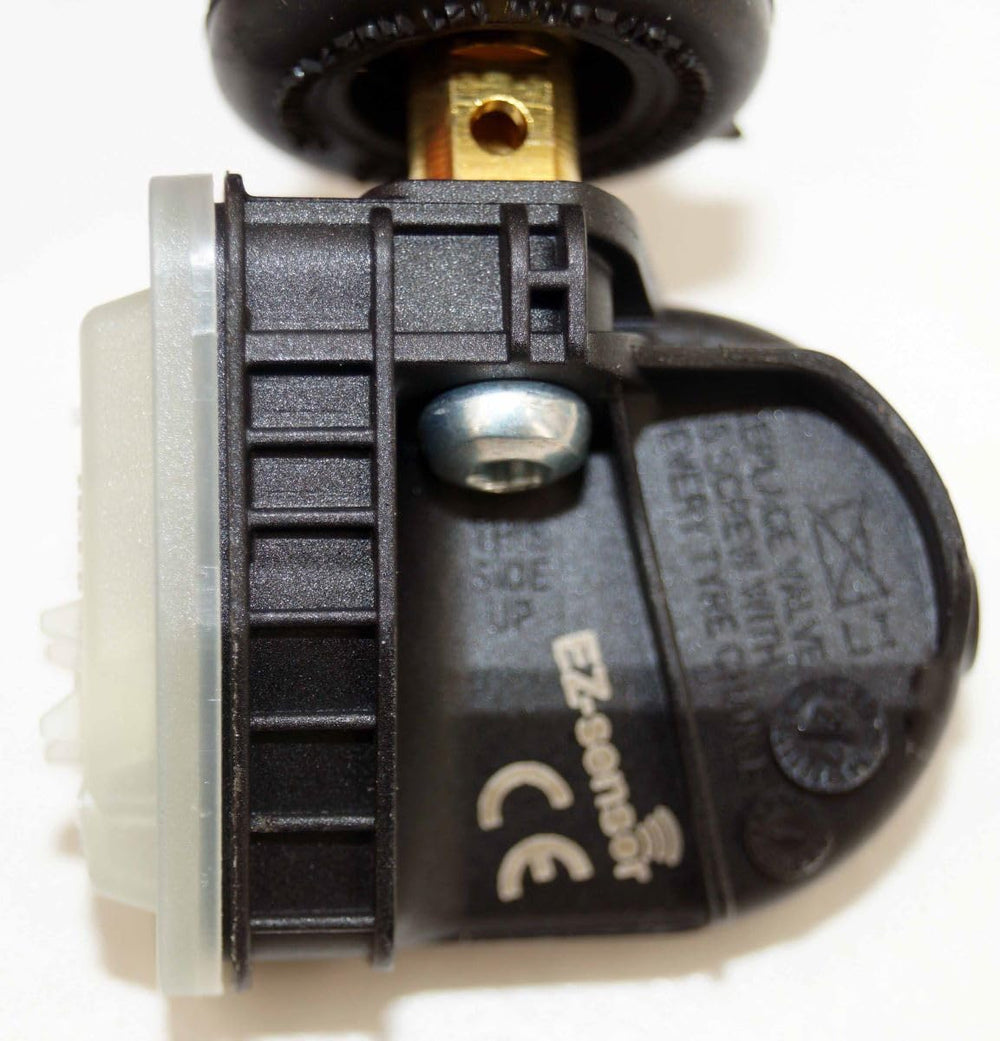 Schrader EZ-Sensor close-up of valve stem showing secure fit and leak prevention benefit