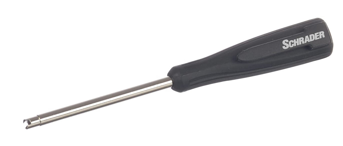 Schrader front view of torque tool showing ergonomic handle and precise torque benefit
