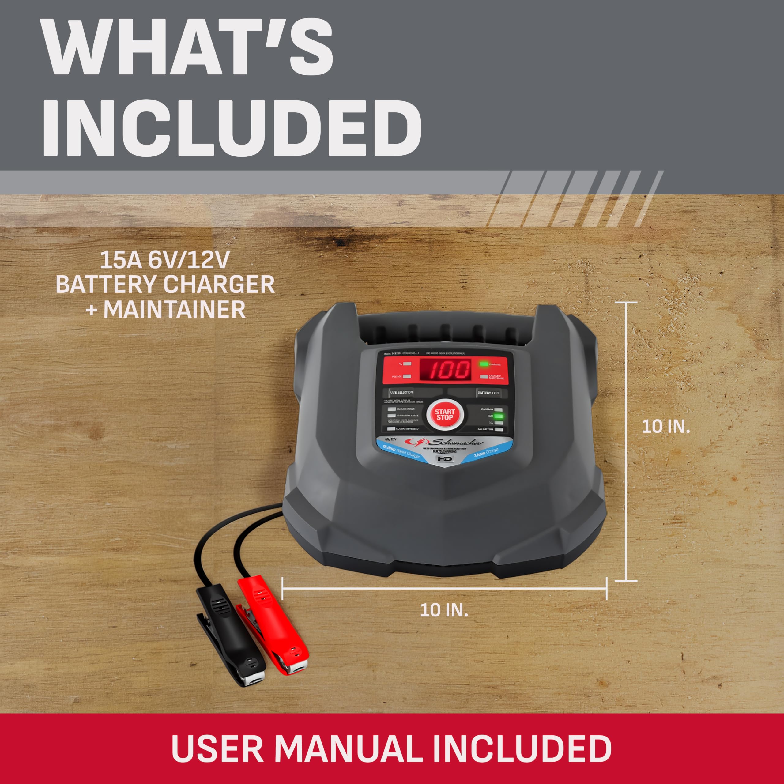 Schumacher SC1280 connected to AGM battery ensuring correct charging