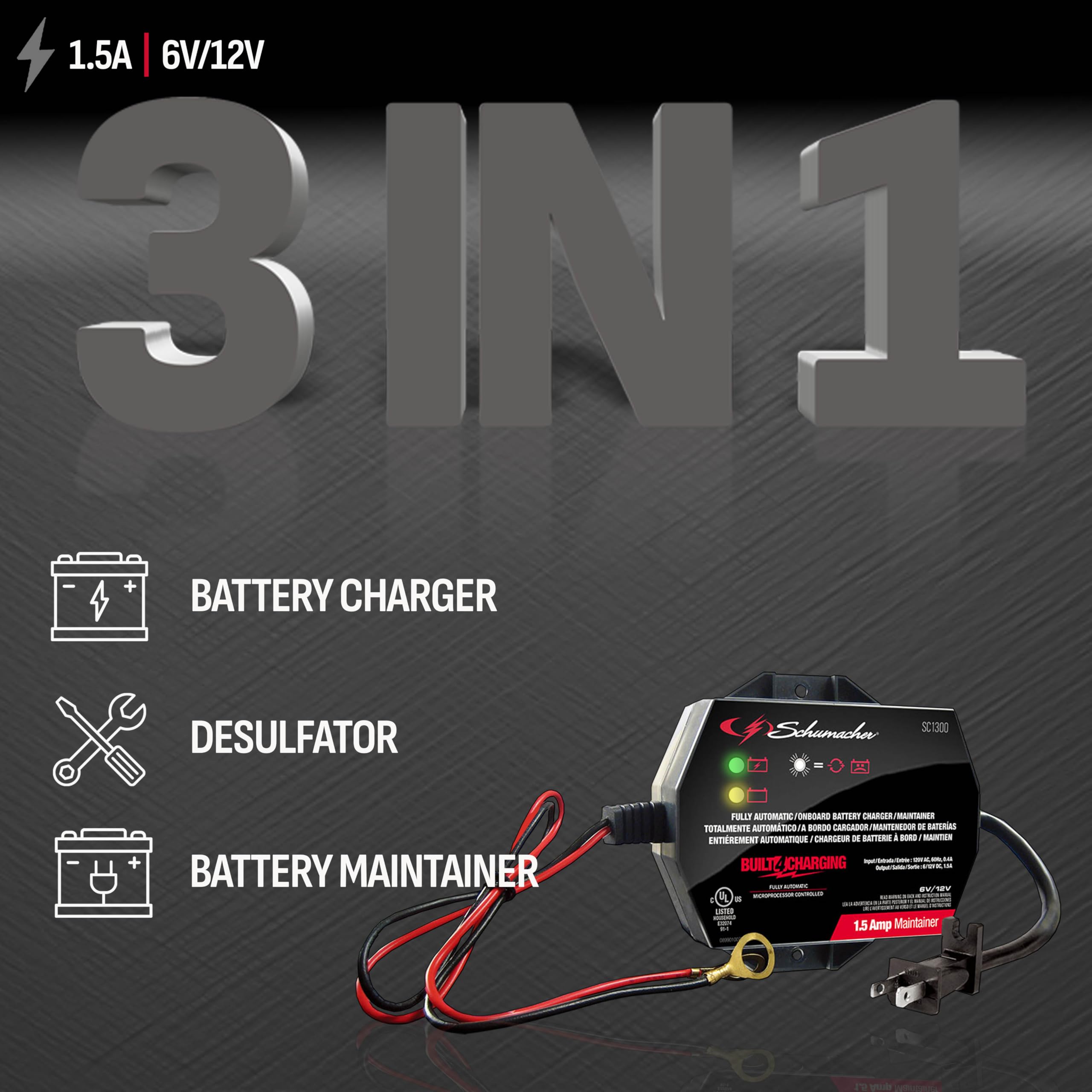 Schumacher SC1300 ring leads detail showing safe non-sparking connection