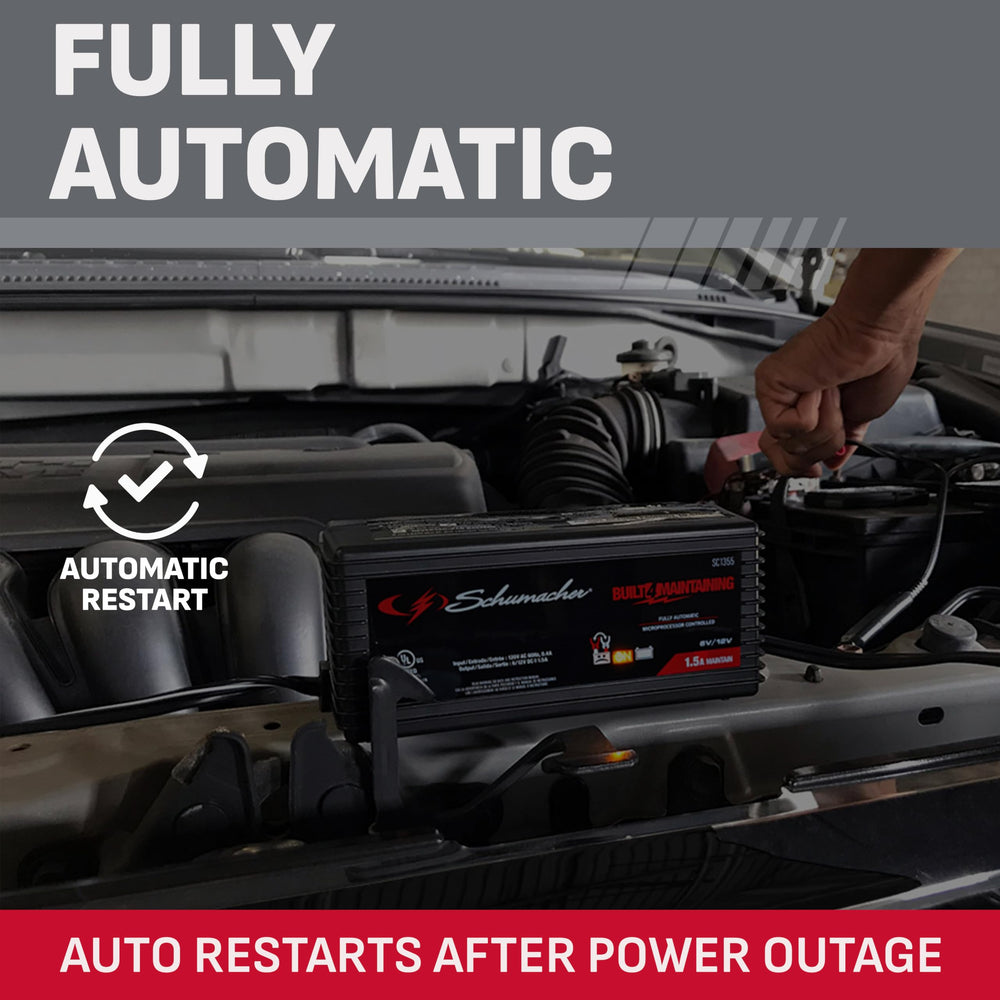 Schumacher SC1355 ring terminal installation on battery post for semi-permanent maintenance access