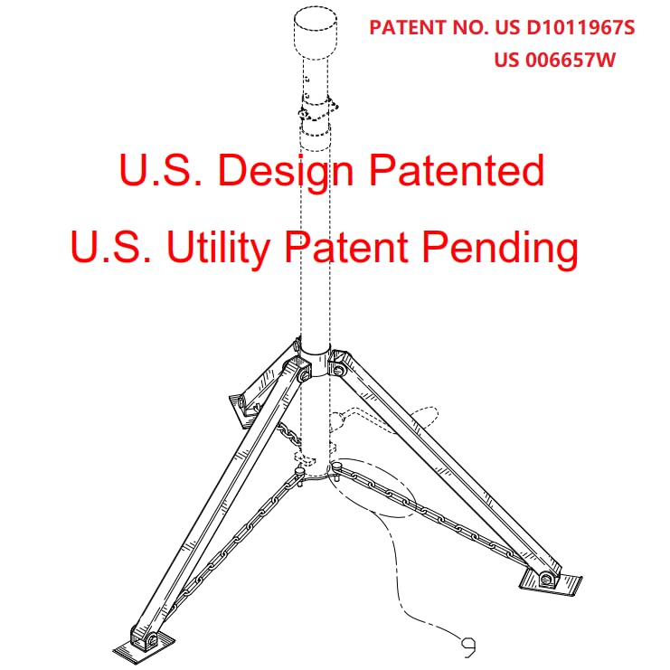 Schumaho tripod installed under a 5th wheel king pin to reduce trailer sway