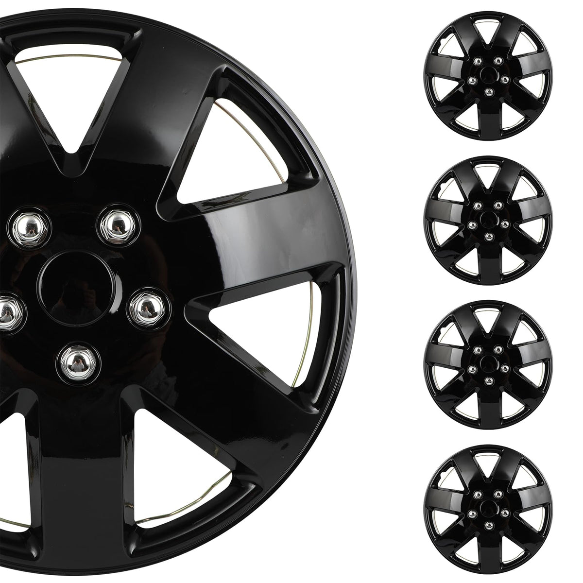 SCITOO front view of black hubcap showing sleek design and aesthetic upgrade