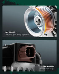 SCITOO alternator side view showing electrical terminals and bolt locations for easy install