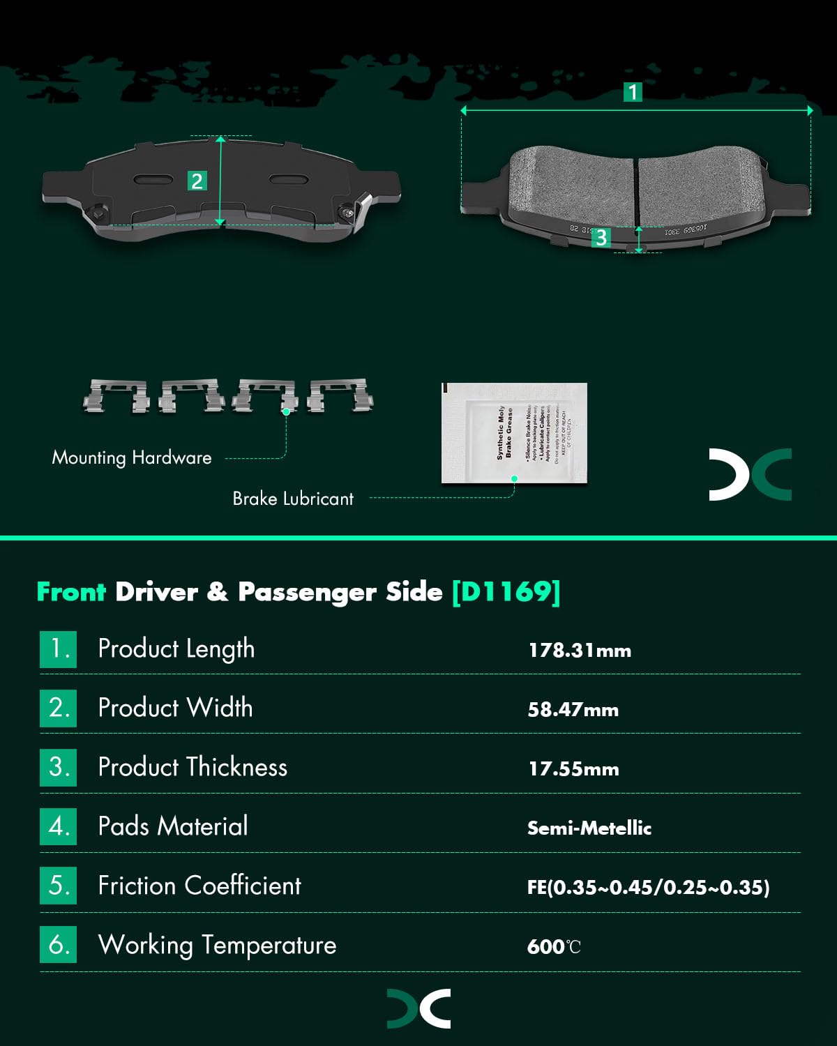 SCITOO pad back plate and anti-vibration gasket detail, reduces brake noise