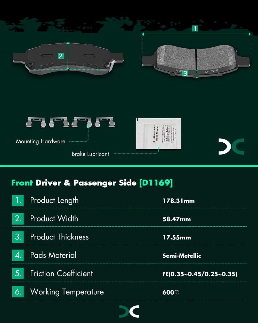 SCITOO pad back plate and anti-vibration gasket detail, reduces brake noise