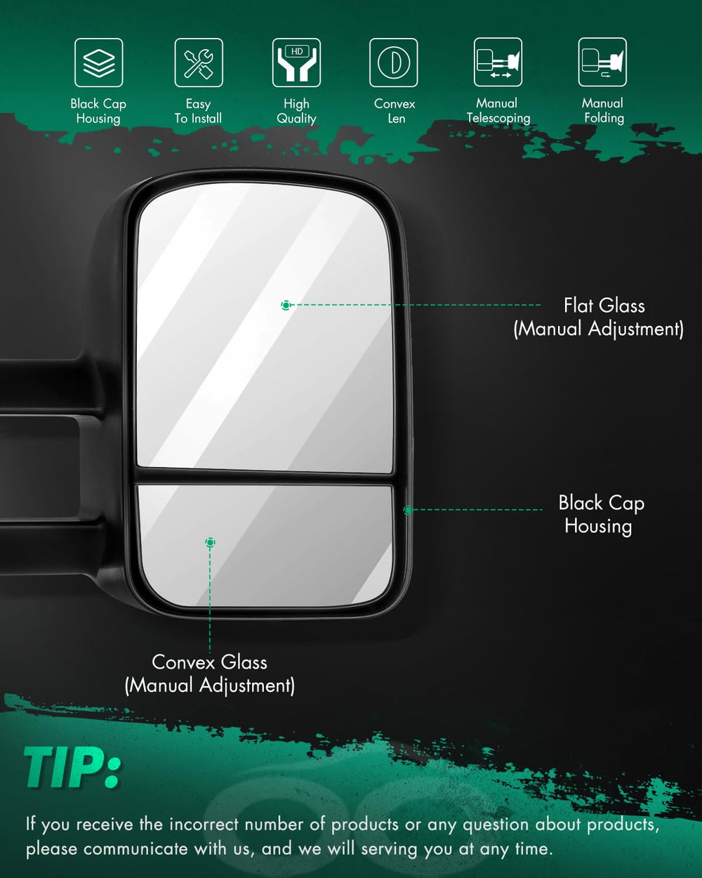 SCITOO closeup dual-lens glass showing wide view reduction of blind spots