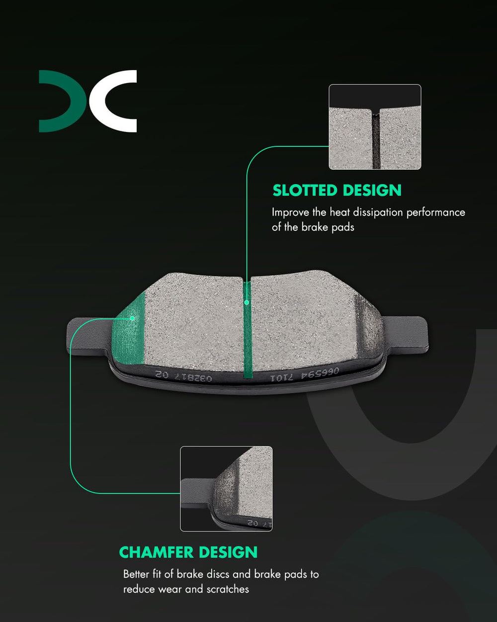 SCITOO D1033 pad profile close-up highlighting exact fitment shape and reliability