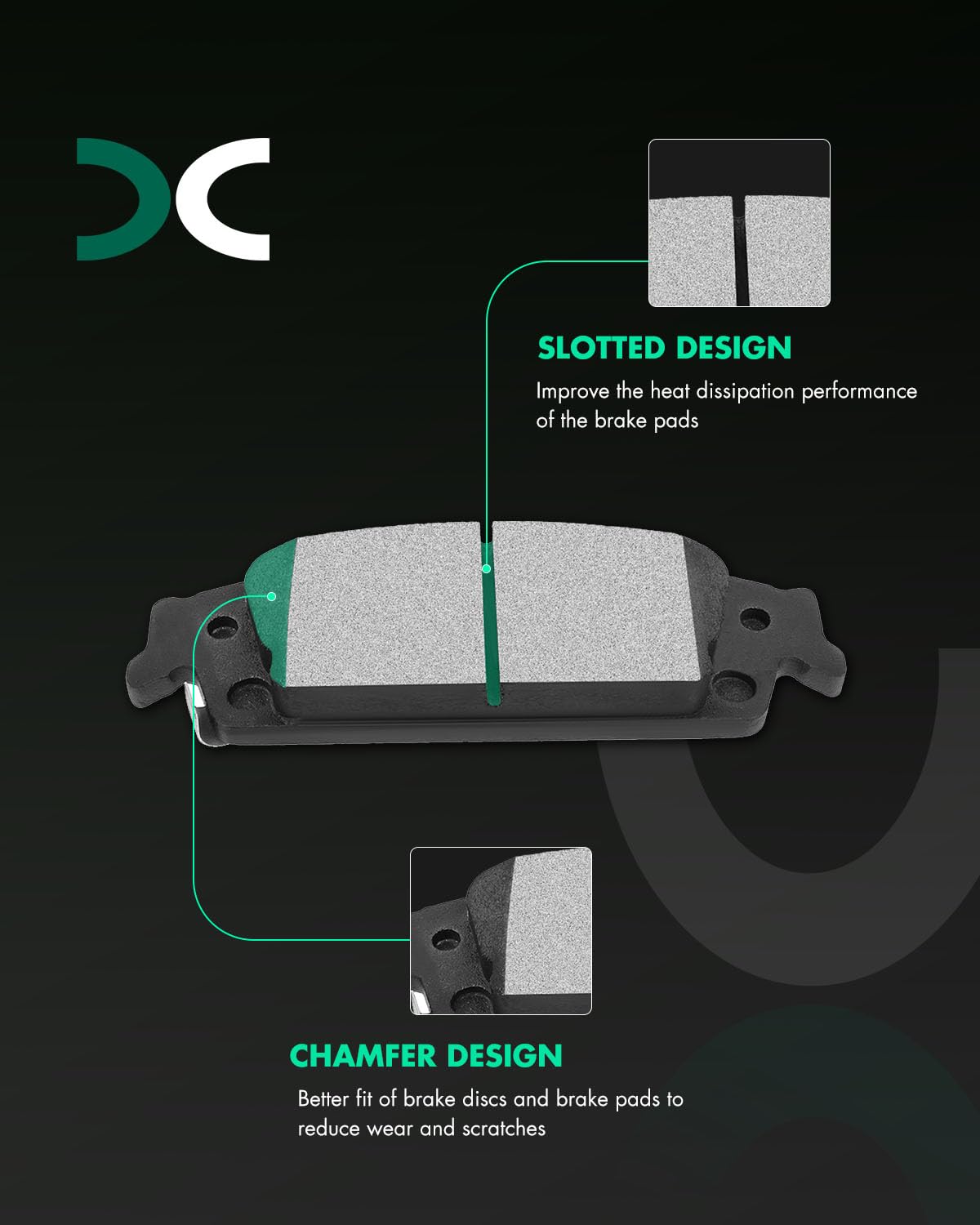 SCITOO D1707 pad back plate detail highlighting vibration damping