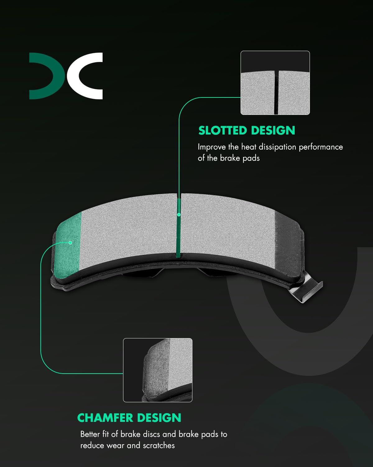SCITOO D369 pad face closeup with slots for improved heat dispersion