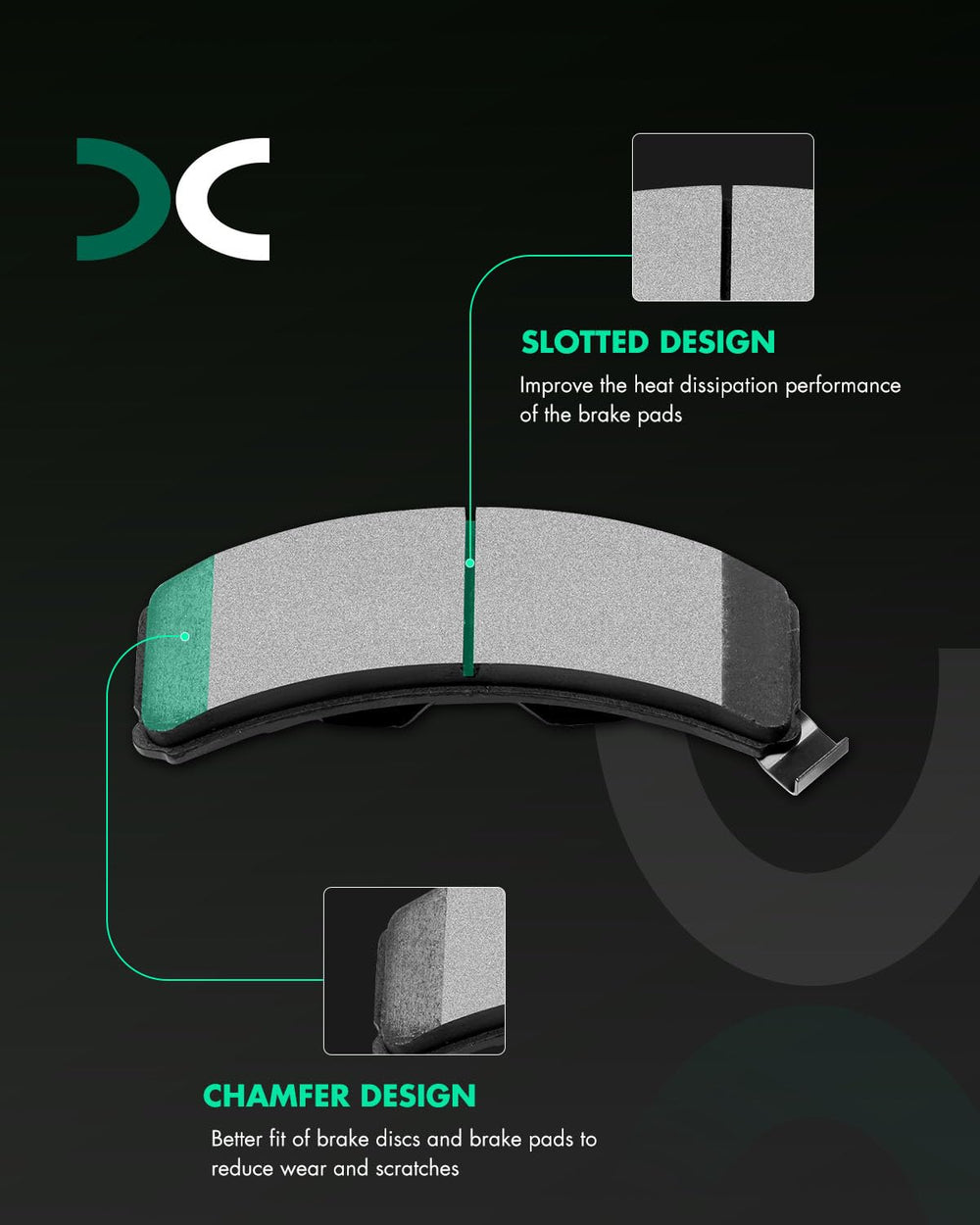 SCITOO D369 pad face closeup with slots for improved heat dispersion