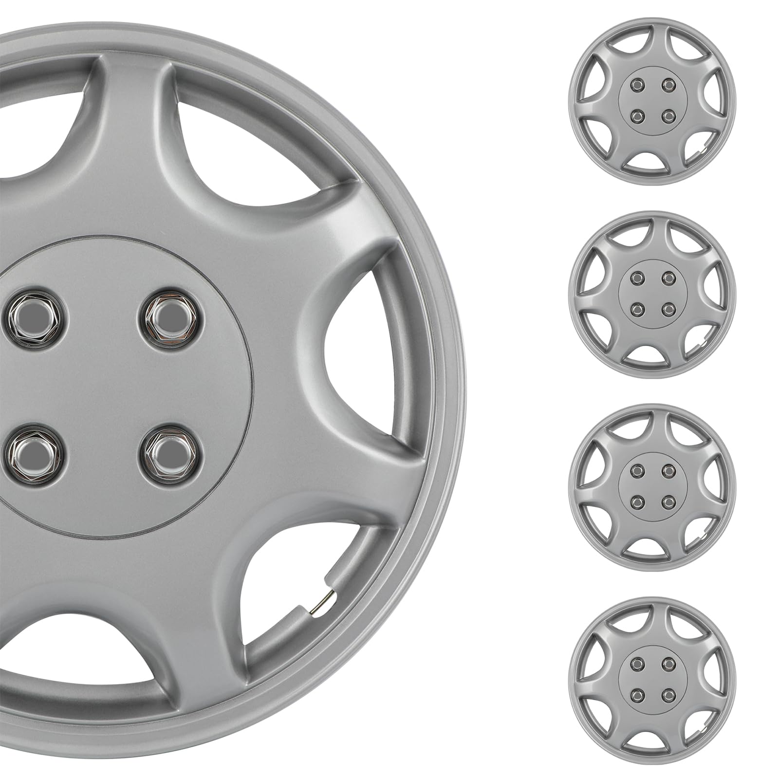 SCITOO front view hubcap showing sleek silver finish and instant aesthetic upgrade