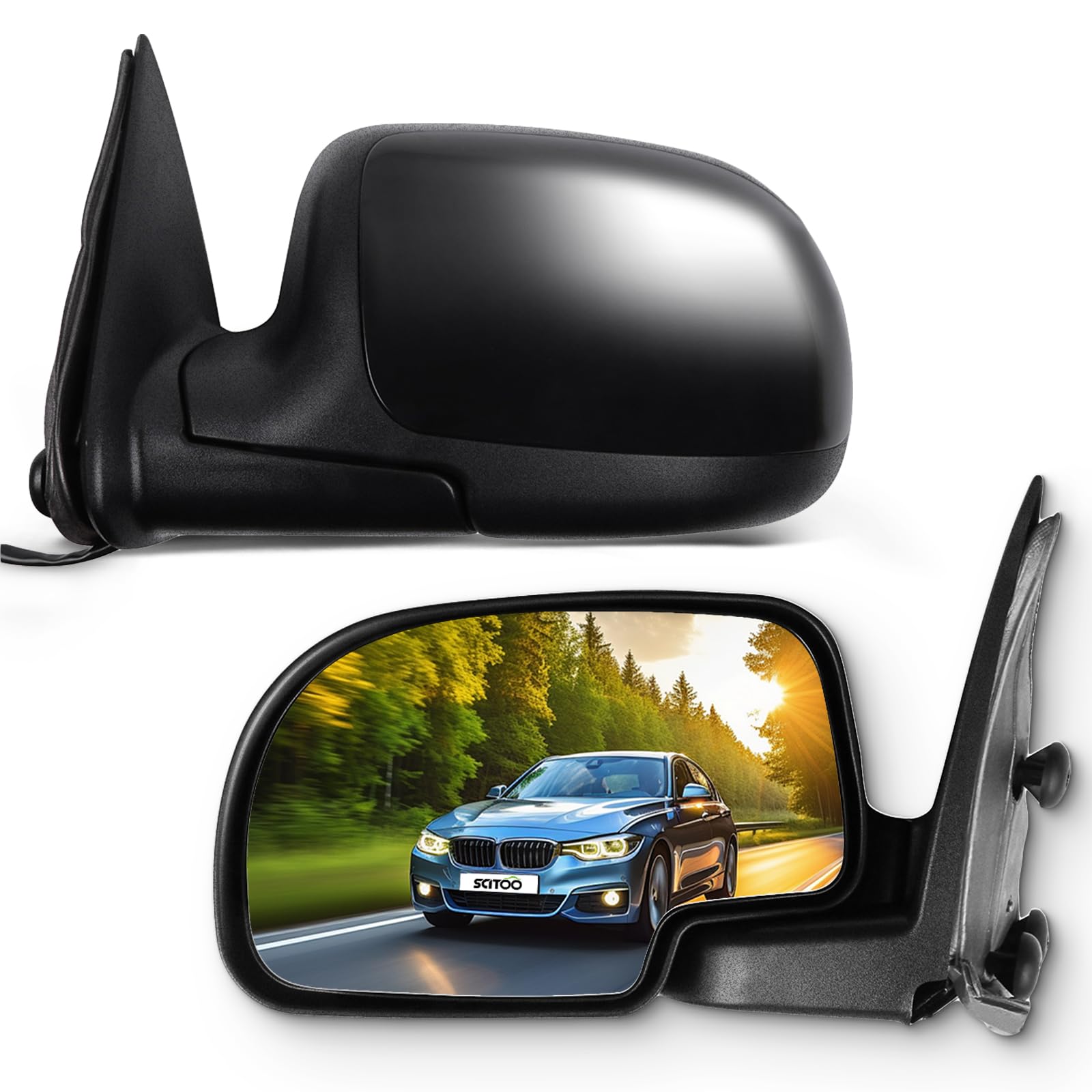 SCITOO front view mirror showing housing and improved rear visibility