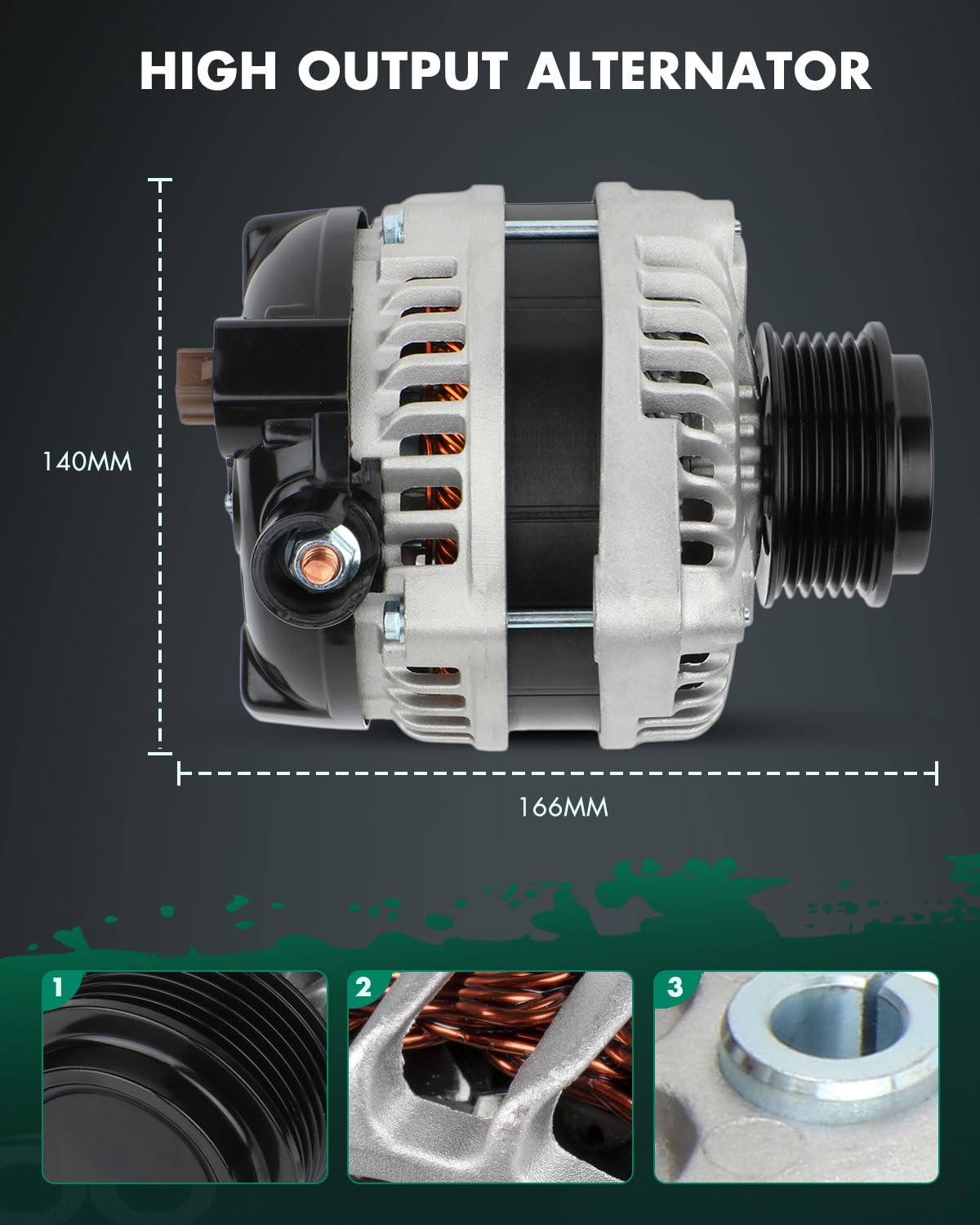 SCITOO alternator installed in Odyssey engine bay demonstrating direct-fit replacement
