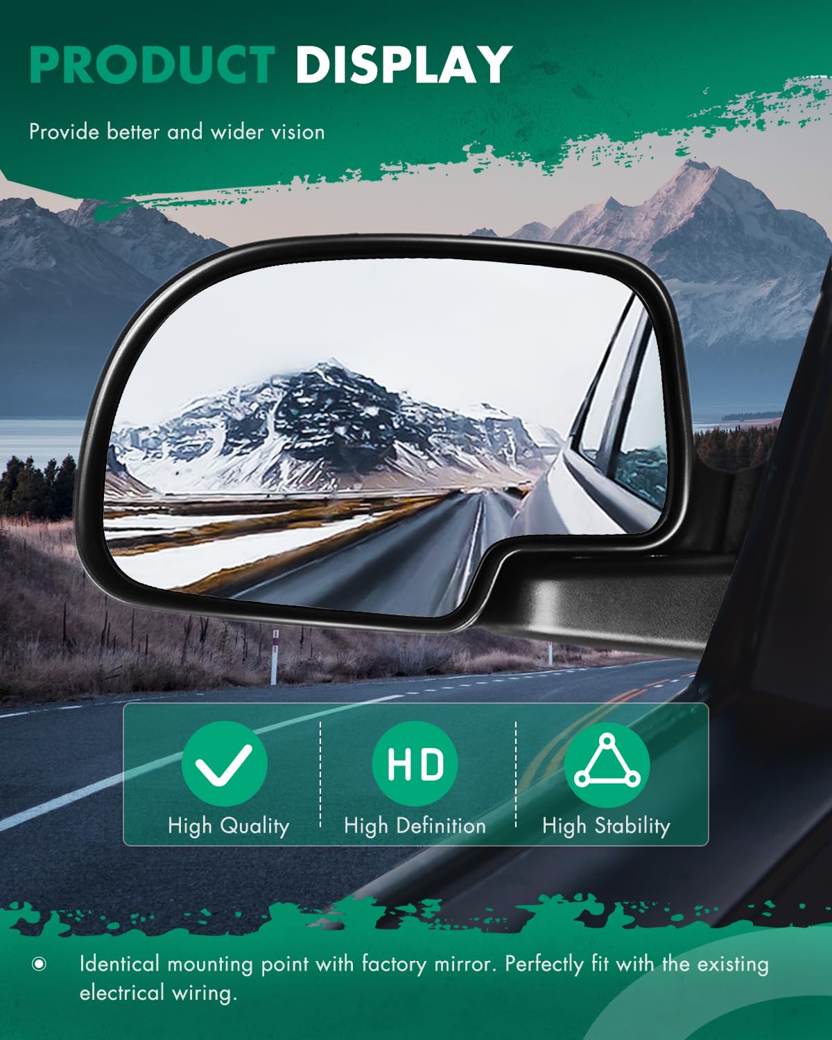 SCITOO left-side mirror installed on Chevy Silverado improving sightlines
