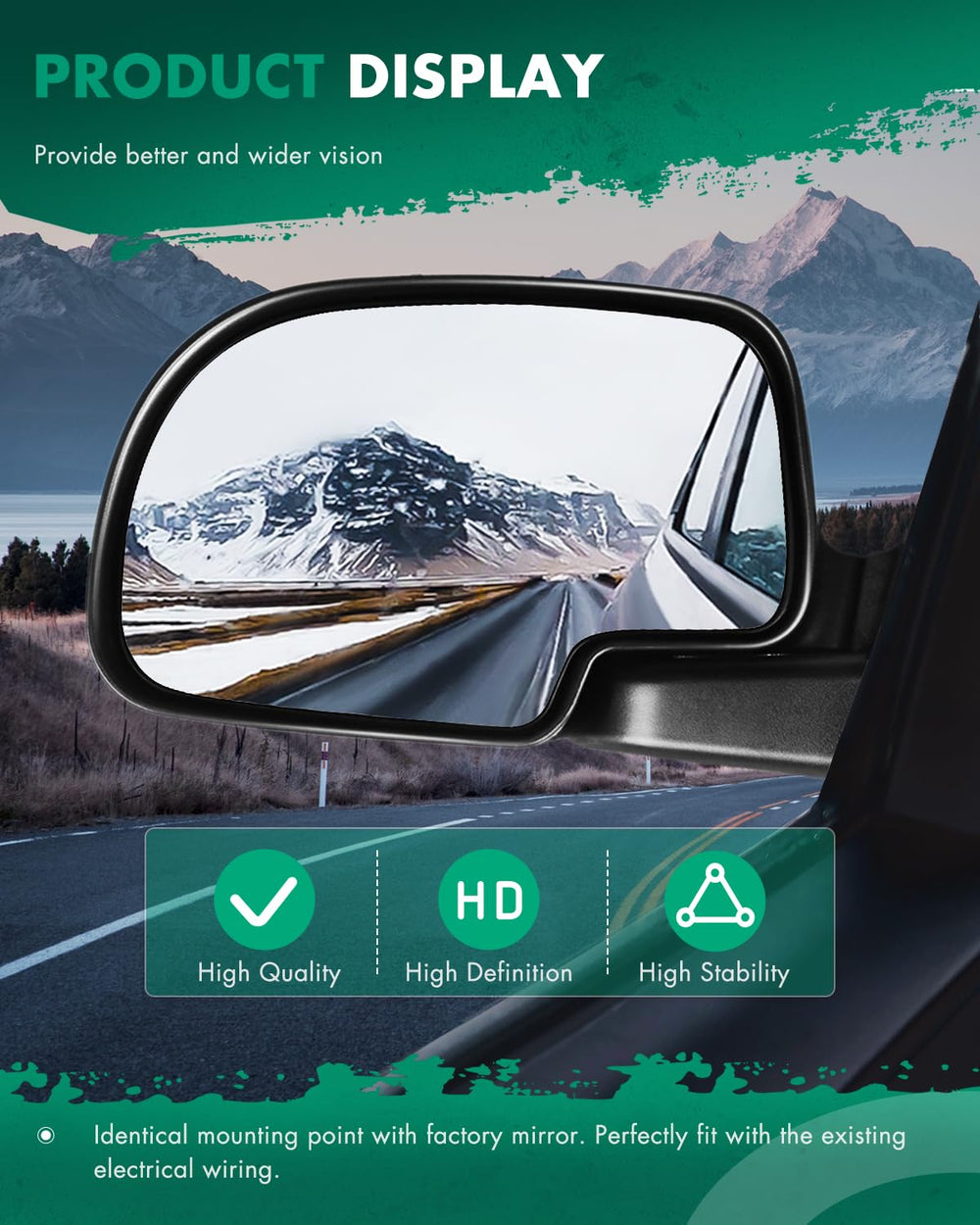 SCITOO left-side mirror installed on Chevy Silverado improving sightlines