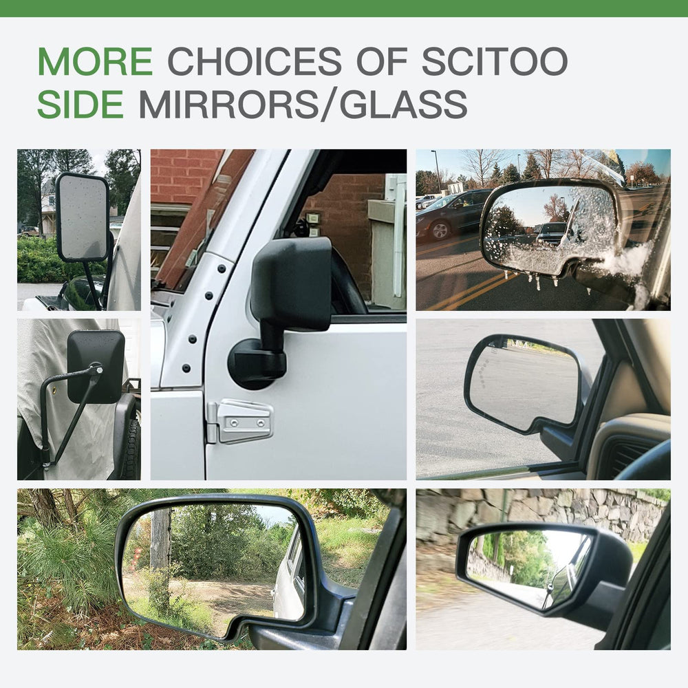 SCITOO mirror glass visible on parked Chevy Silverado illustrating restored look