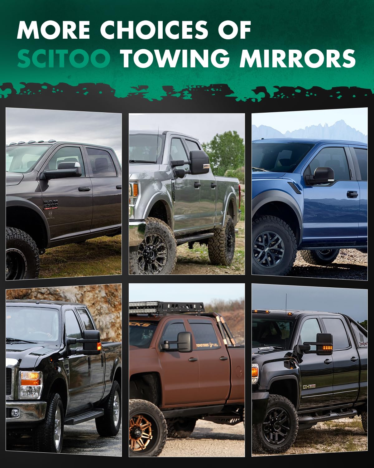 SCITOO on truck towing trailer in daylight illustrating safer wide-load driving