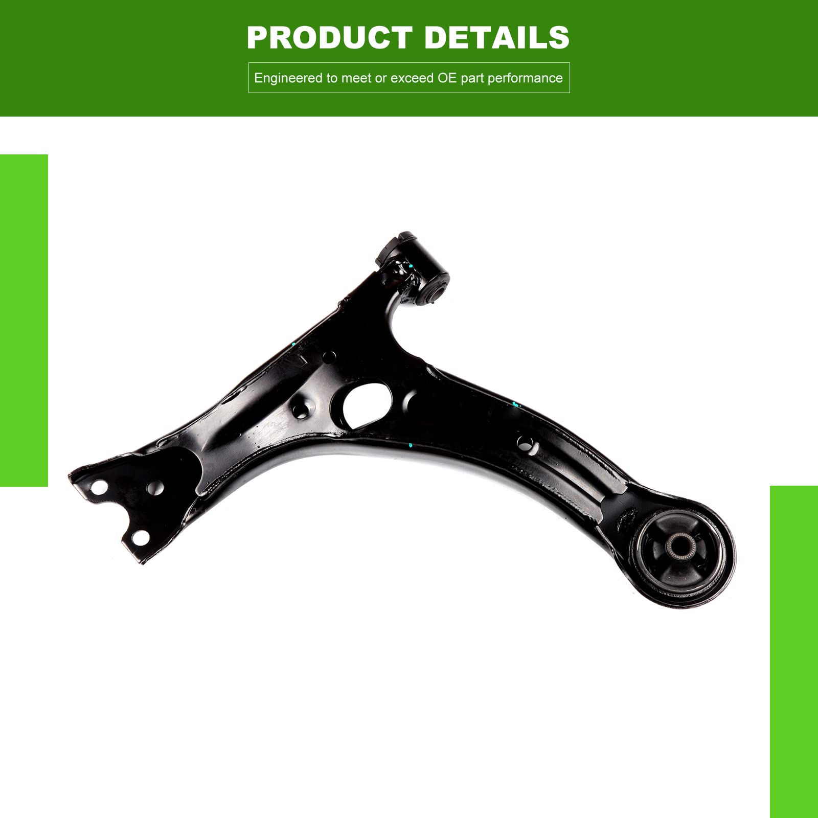 SCITOO lower control arm close-up showing mount points and durable construction benefit