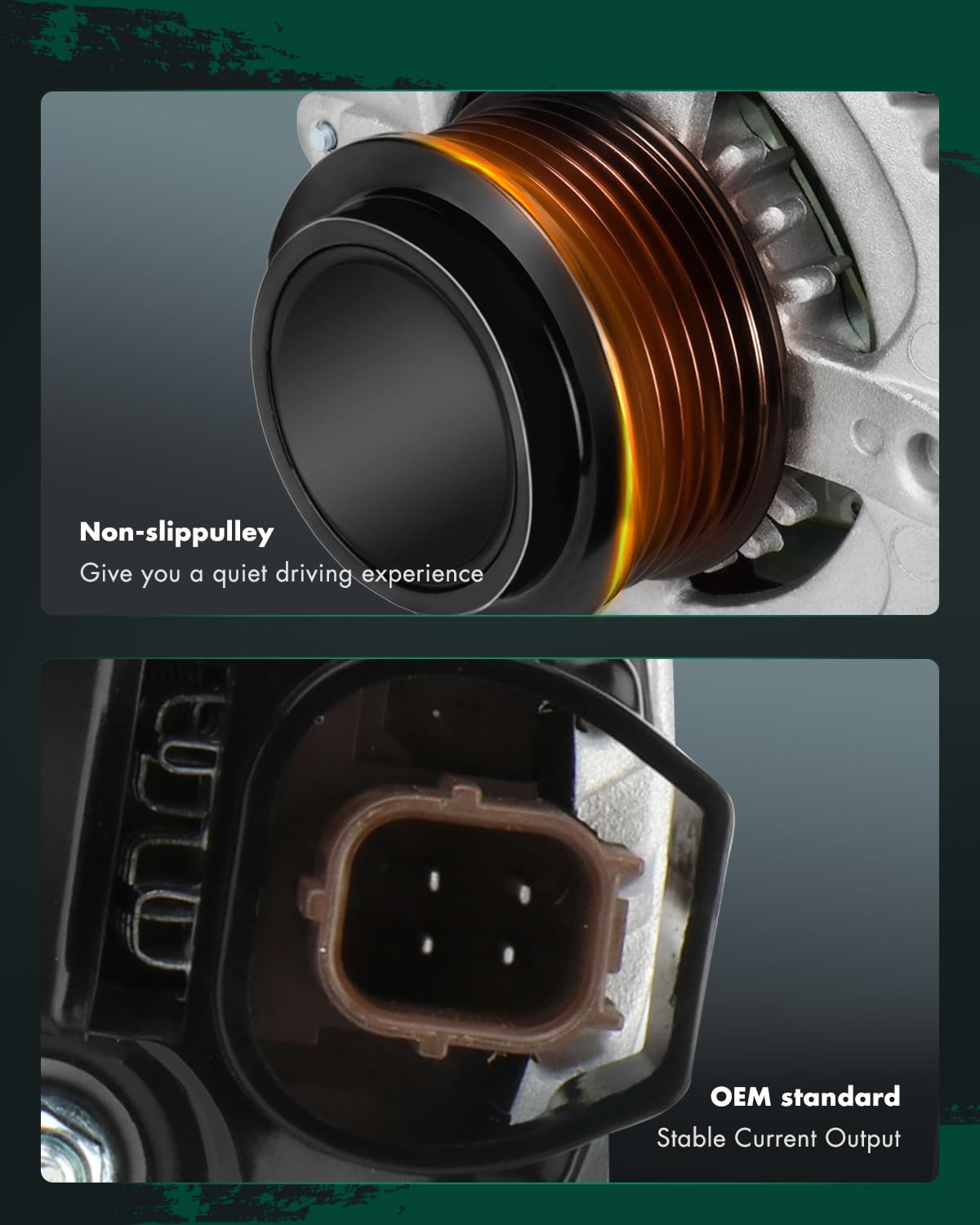 SCITOO alternator mounting points detail showing exact-fit threaded holes for easy install