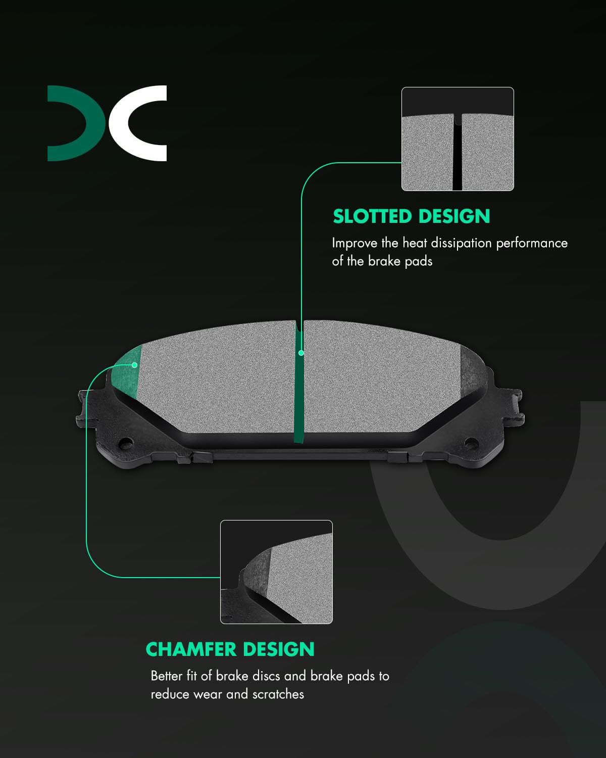 SCITOO brake pad backplate with gasket close-up highlighting vibration damping