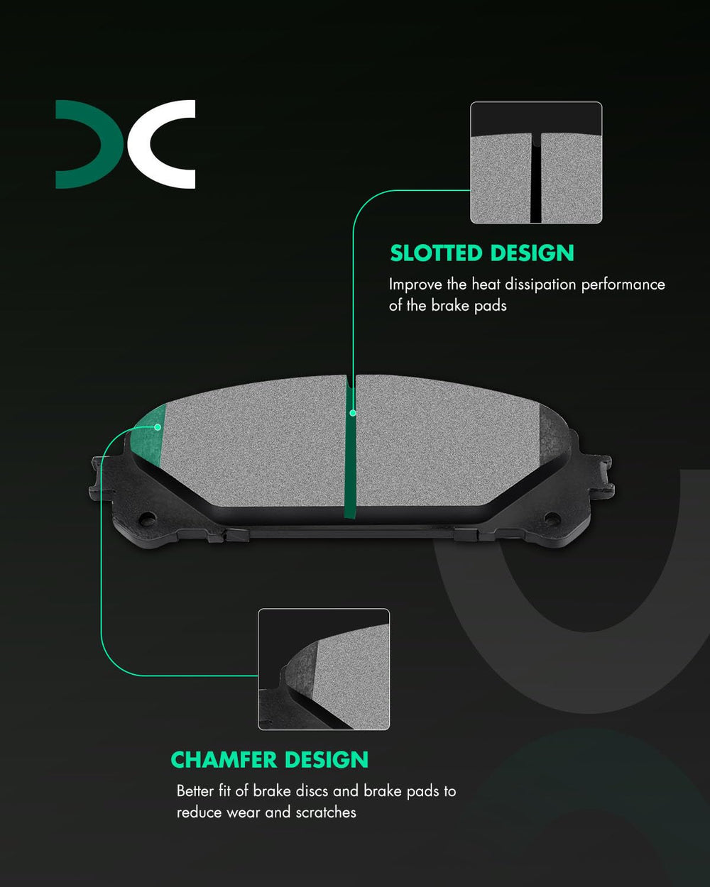 SCITOO brake pad backplate with gasket close-up highlighting vibration damping