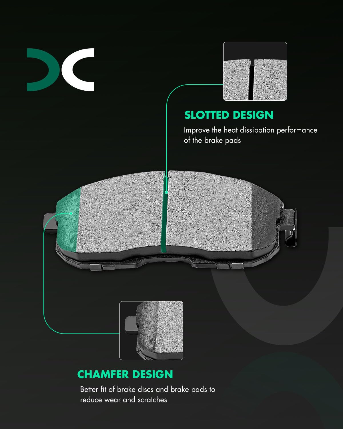 SCITOO ceramic pad close-up showing smooth friction surface and reduced dust benefit
