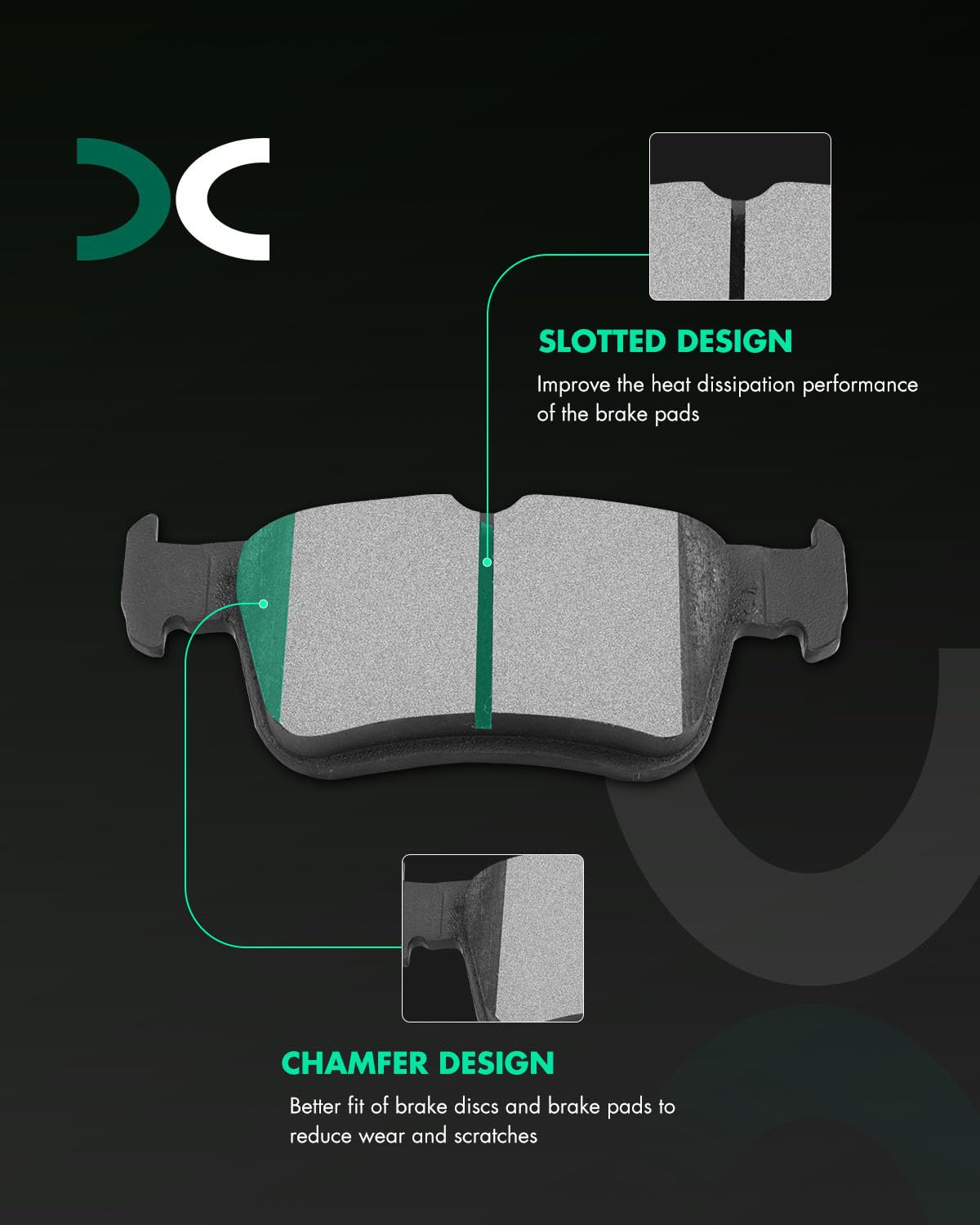SCITOO close-up of pad friction face highlighting ceramic texture and quieter stops