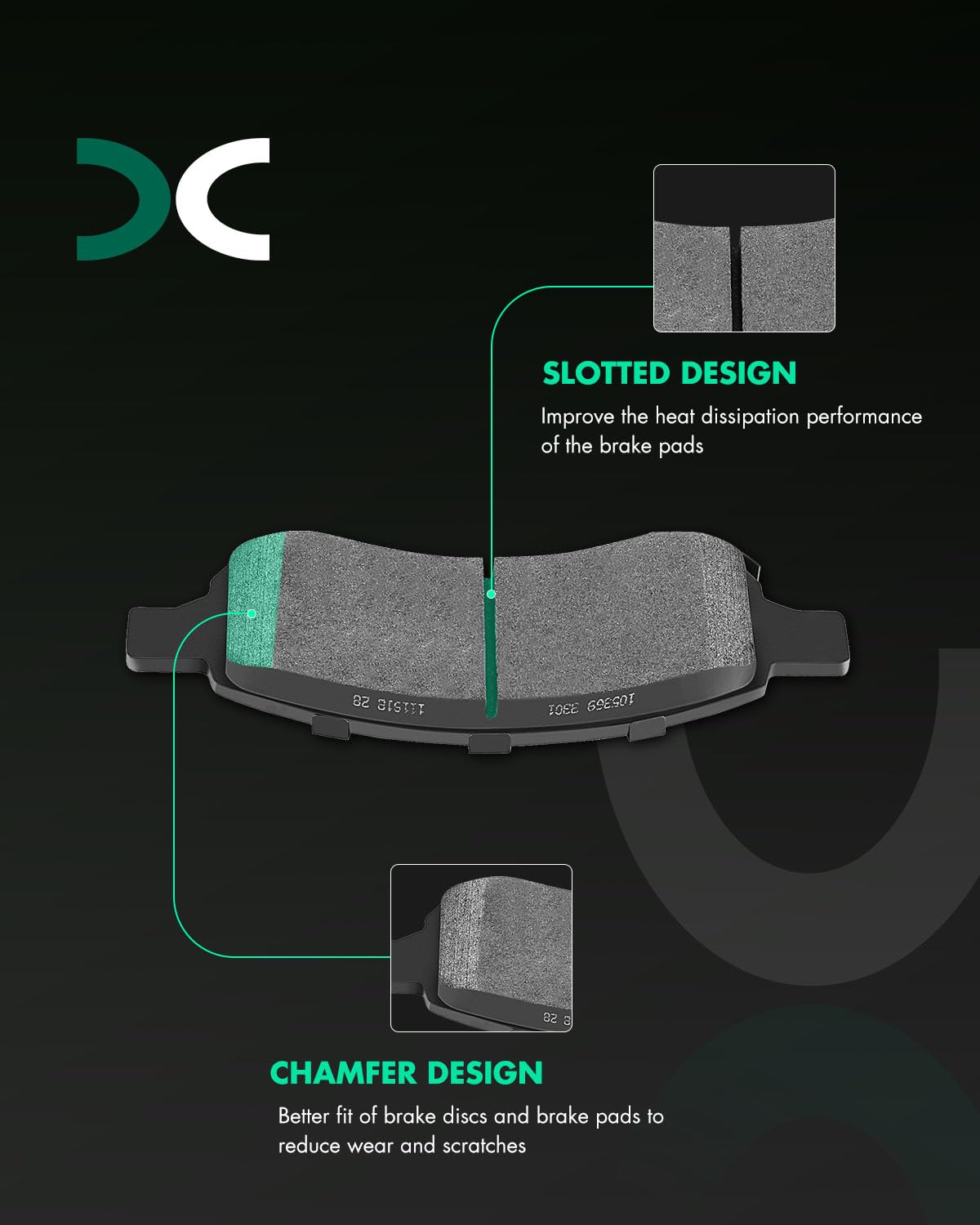 SCITOO close-up of ceramic pad surface texture, durable wear resistance benefit