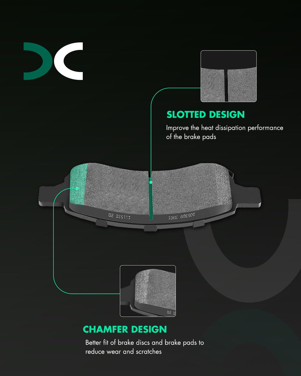 SCITOO close-up of ceramic pad surface texture, durable wear resistance benefit