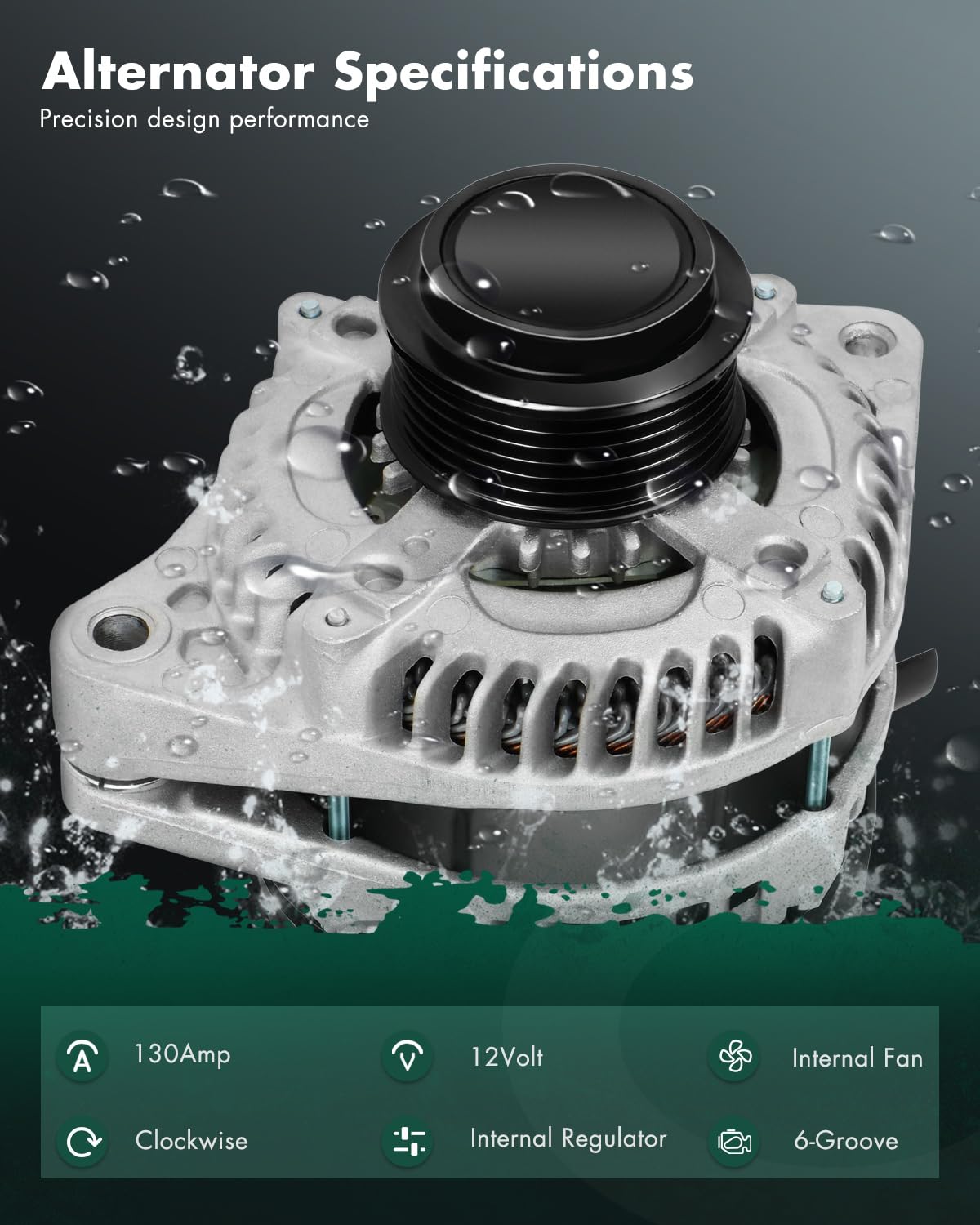 SCITOO alternator pulley close-up highlighting 6-groove decoupler for smoother drive