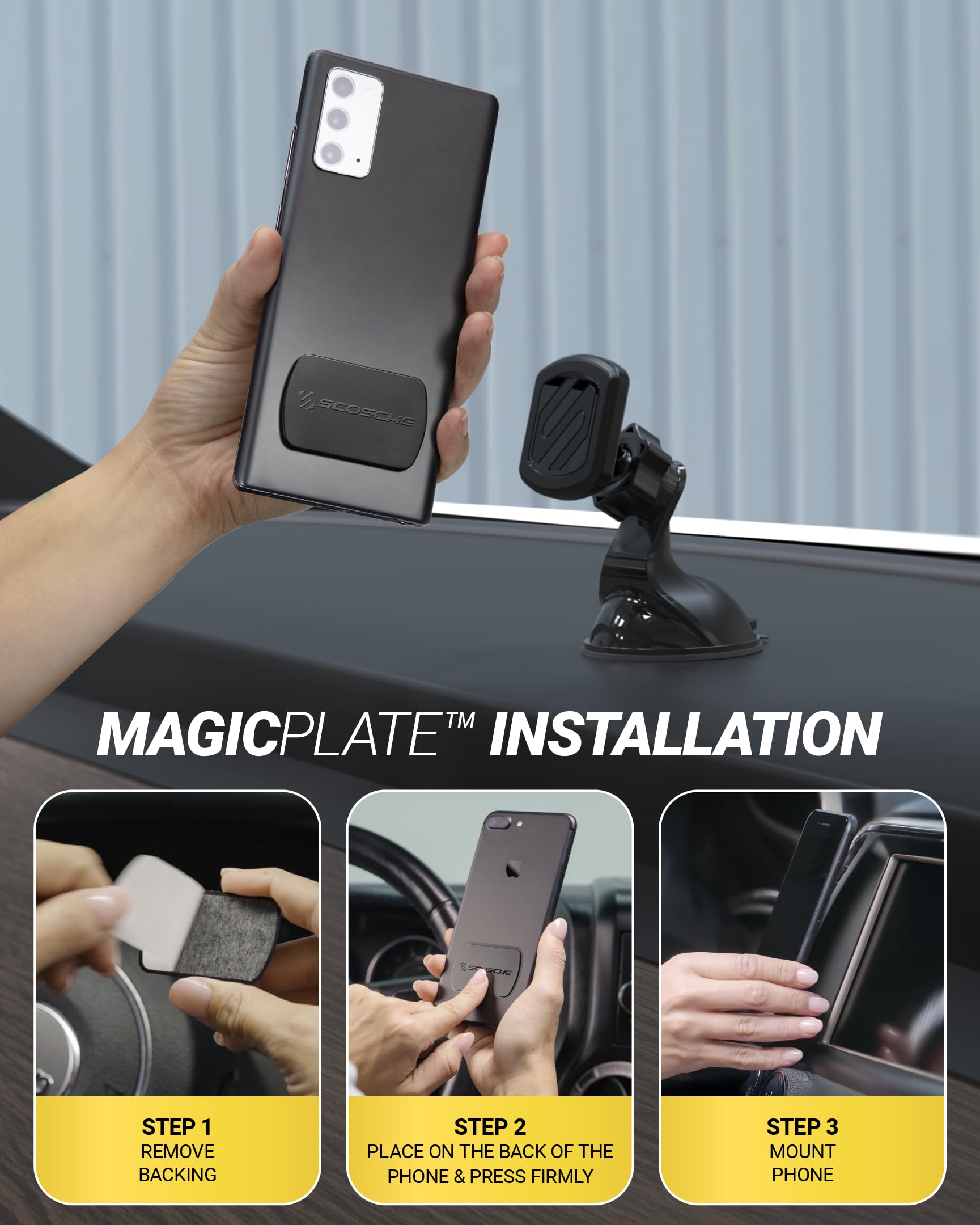 Scosche phone mounted in landscape for media viewing benefit