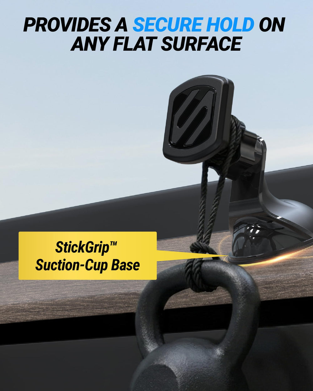 Scosche mount rotated demonstrating 360-degree adjustability benefit