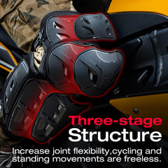 Scoyco knee pads worn by rider demonstrating stable in-ride fit