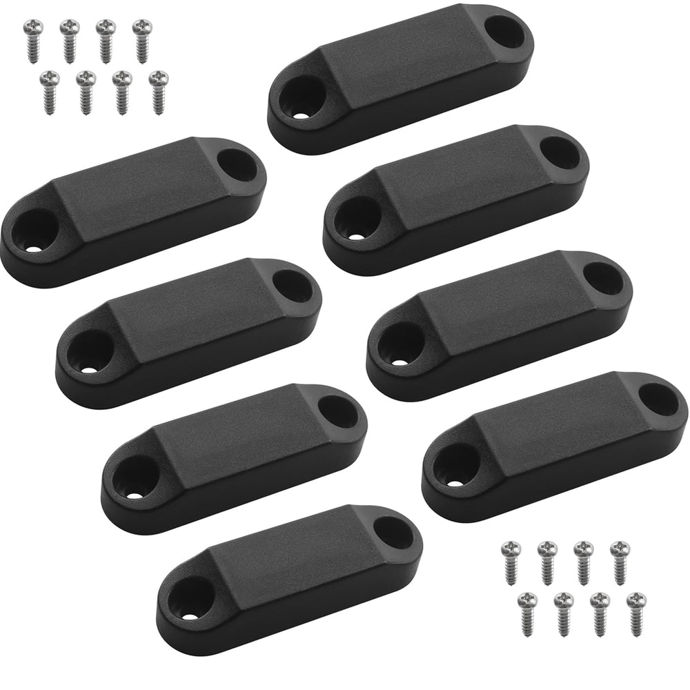 Screw Man front view of four black magnetic door holders showing kit completeness and durability