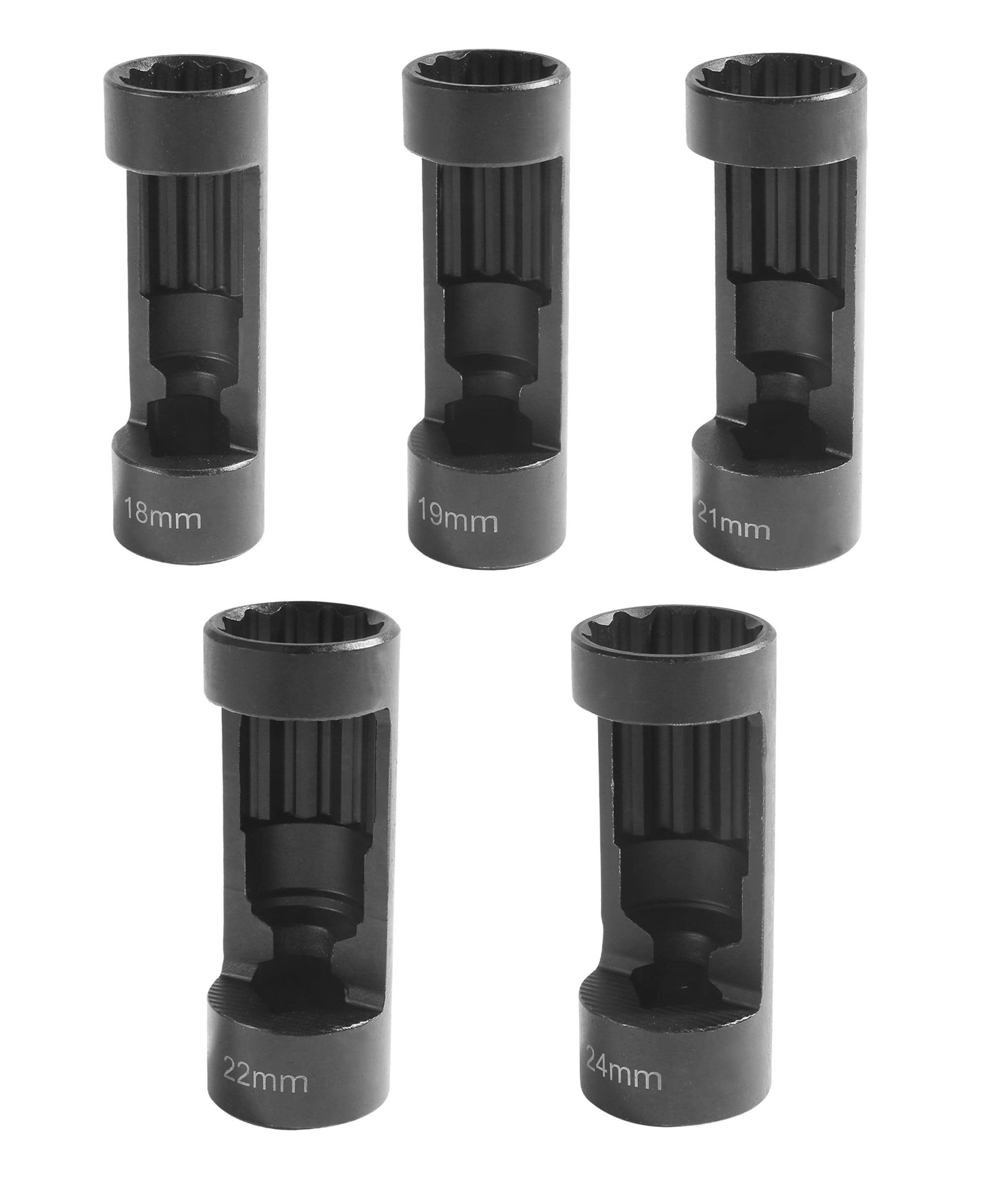SCUARI front view of five-piece strut socket set showing compact storage and sizes