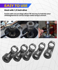 SCUARI arrangement of 18 19 21 22 24mm sockets shows size range and portability