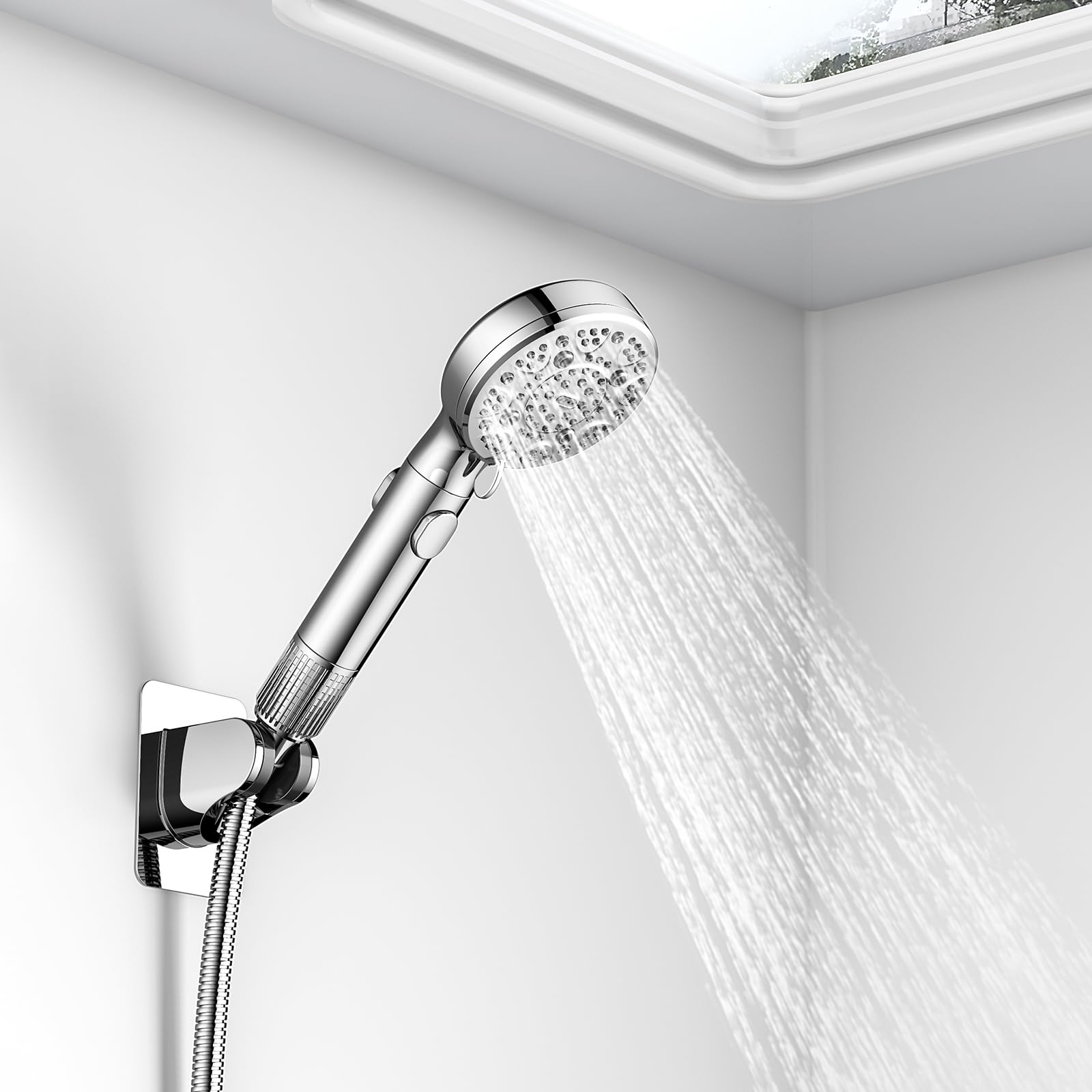 SeaCity handheld shower in camper shower showing improved comfort and cleaner rinse