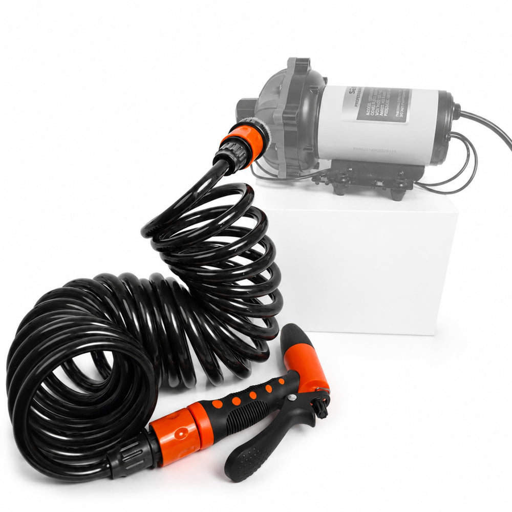 SEAFLO lifestyle image on dock showing easy portable cleaning solution