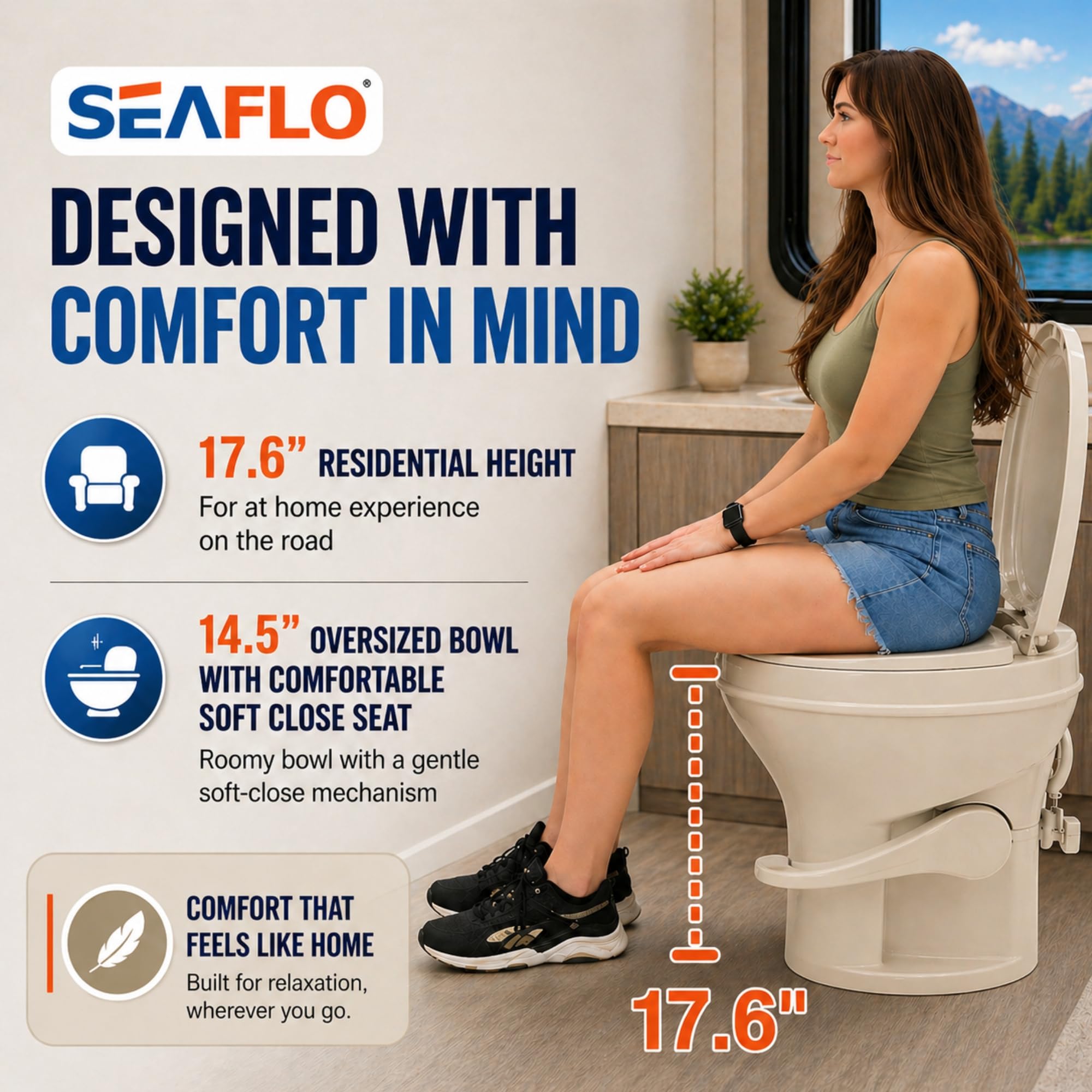 SEAFLO material texture closeup showing durable plastic and lightweight benefit