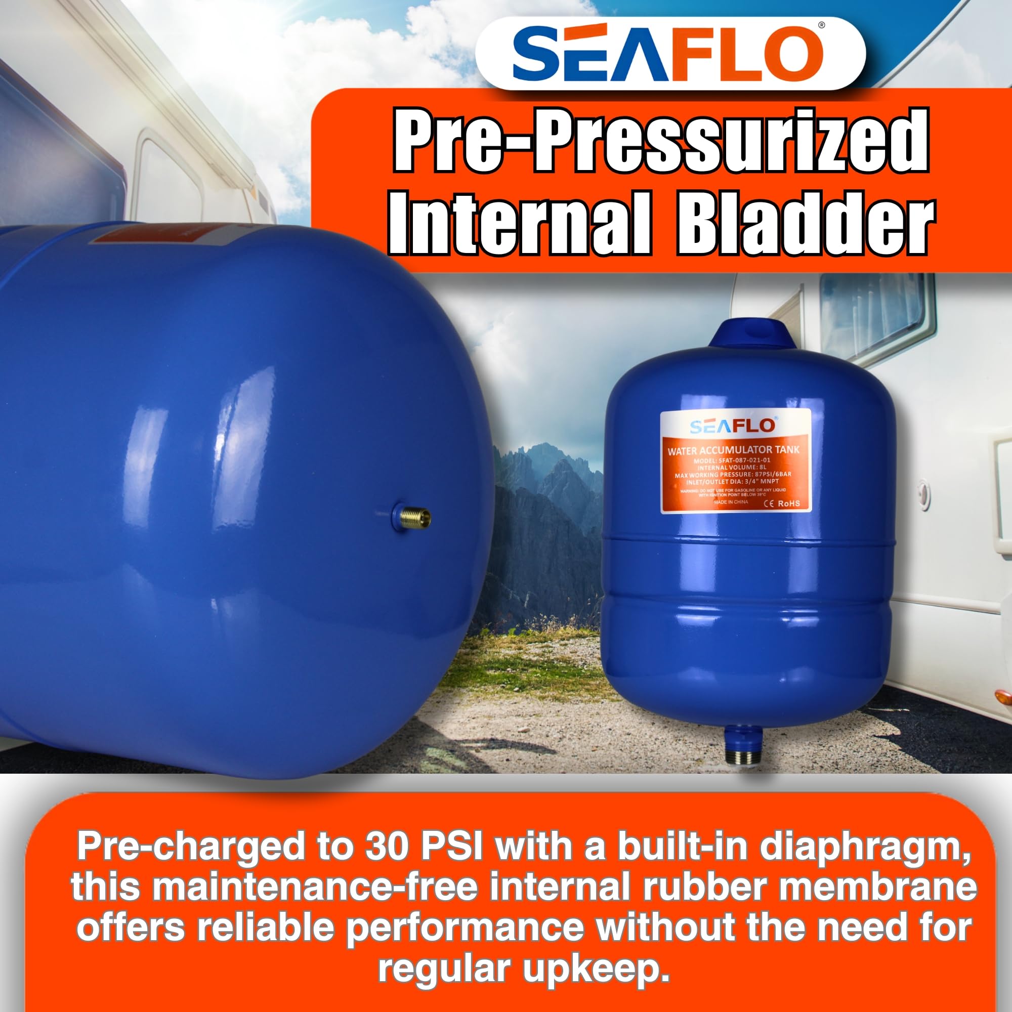 SEAFLO mounted in a boat locker showing corrosion-resistant finish, resists saltwater damage