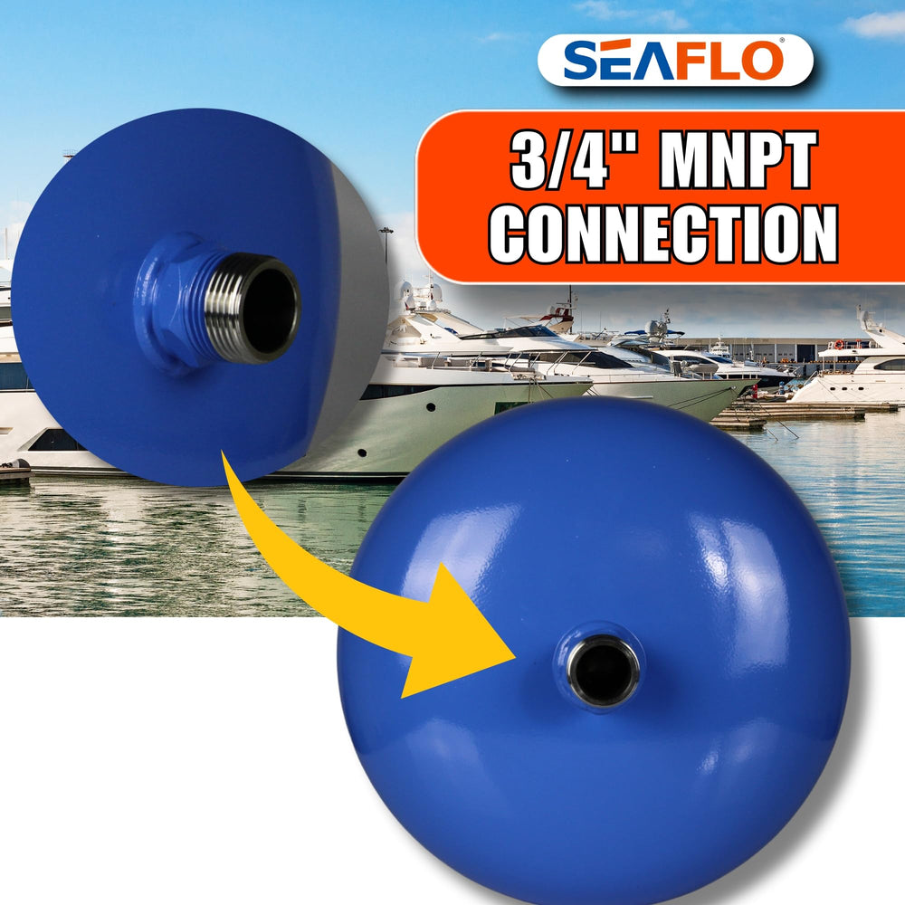 SEAFLO next to a hand for scale showing actual size, helps confirm fit in small spaces