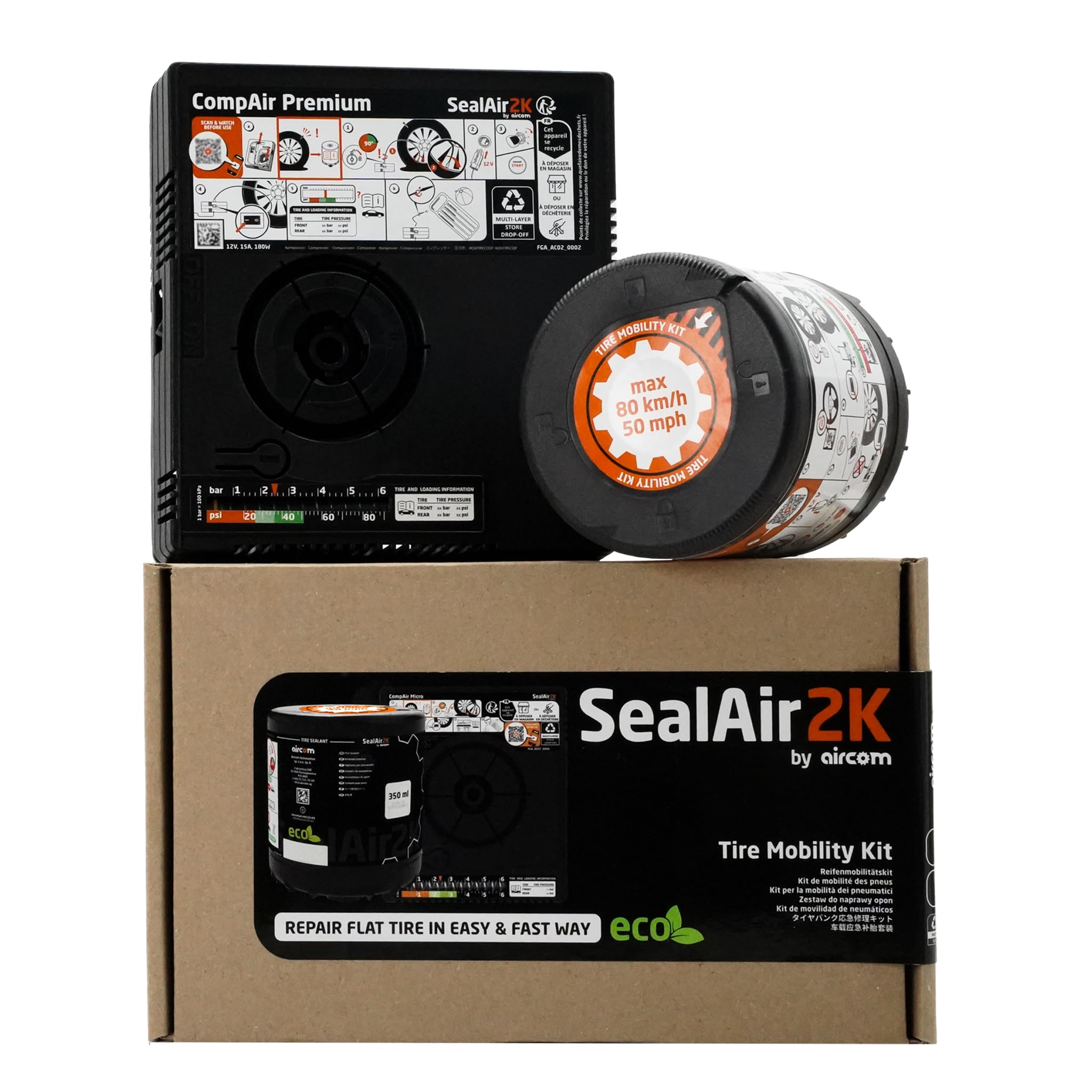 SealAir2k compact compressor close-up for quick inflation