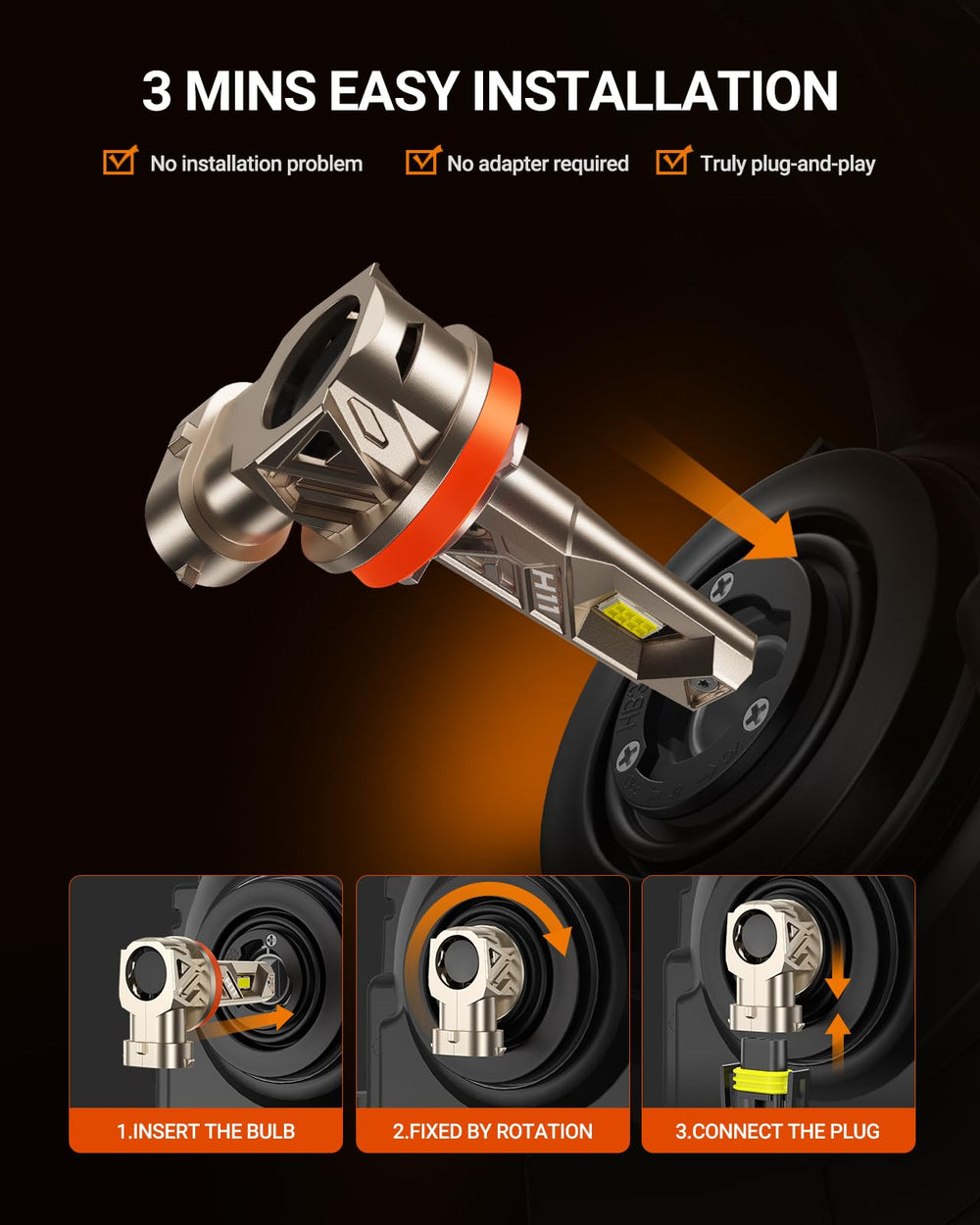 SEALIGHT bulbs installed in fog light housing demonstrating easy plug-and-play benefit