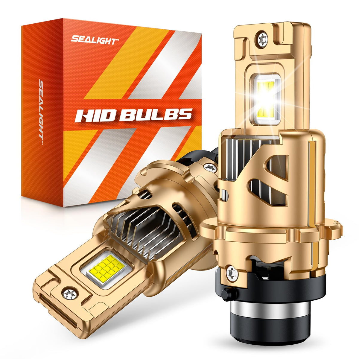 SEALIGHT D2S front view showing two bulbs and quick install benefit