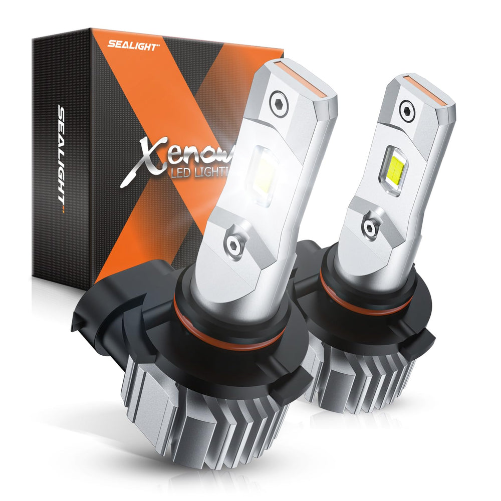 SEALIGHT front packaging of 9145 H10 LED bulbs highlighting features and quick install benefit