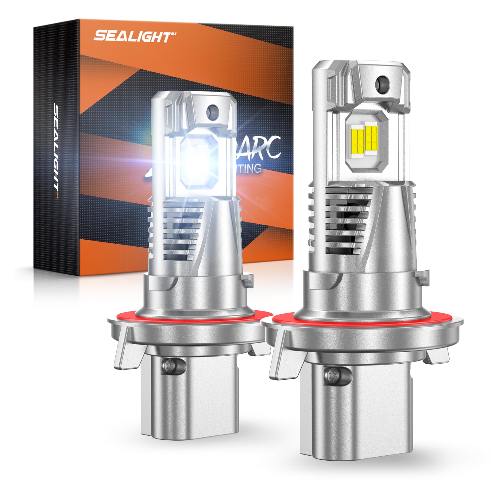 SEALIGHT front profile of H13/9008 pack showing compact 1:1 fit and fast install