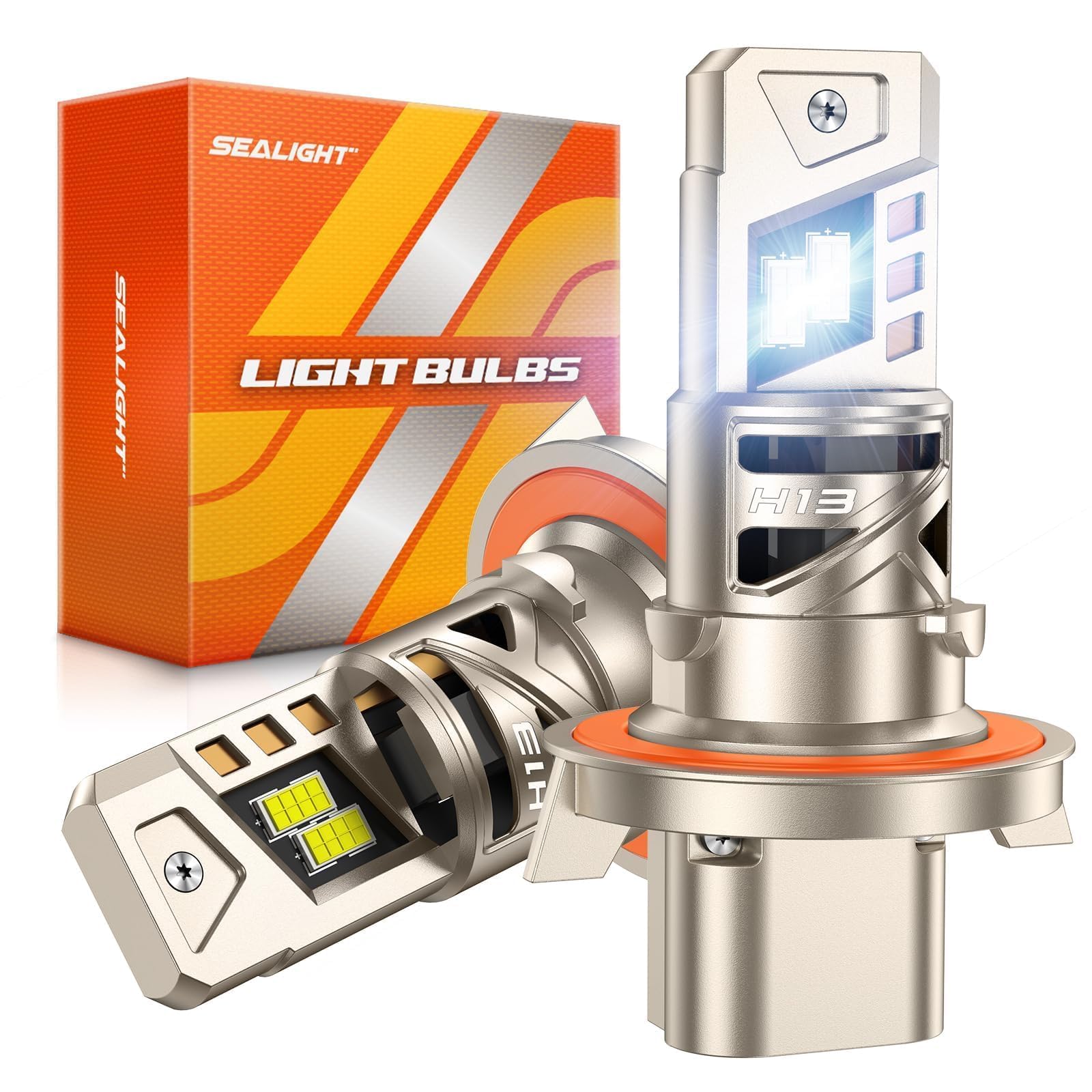 SEALIGHT H13 9008 front view showing two bulbs for easy replacement