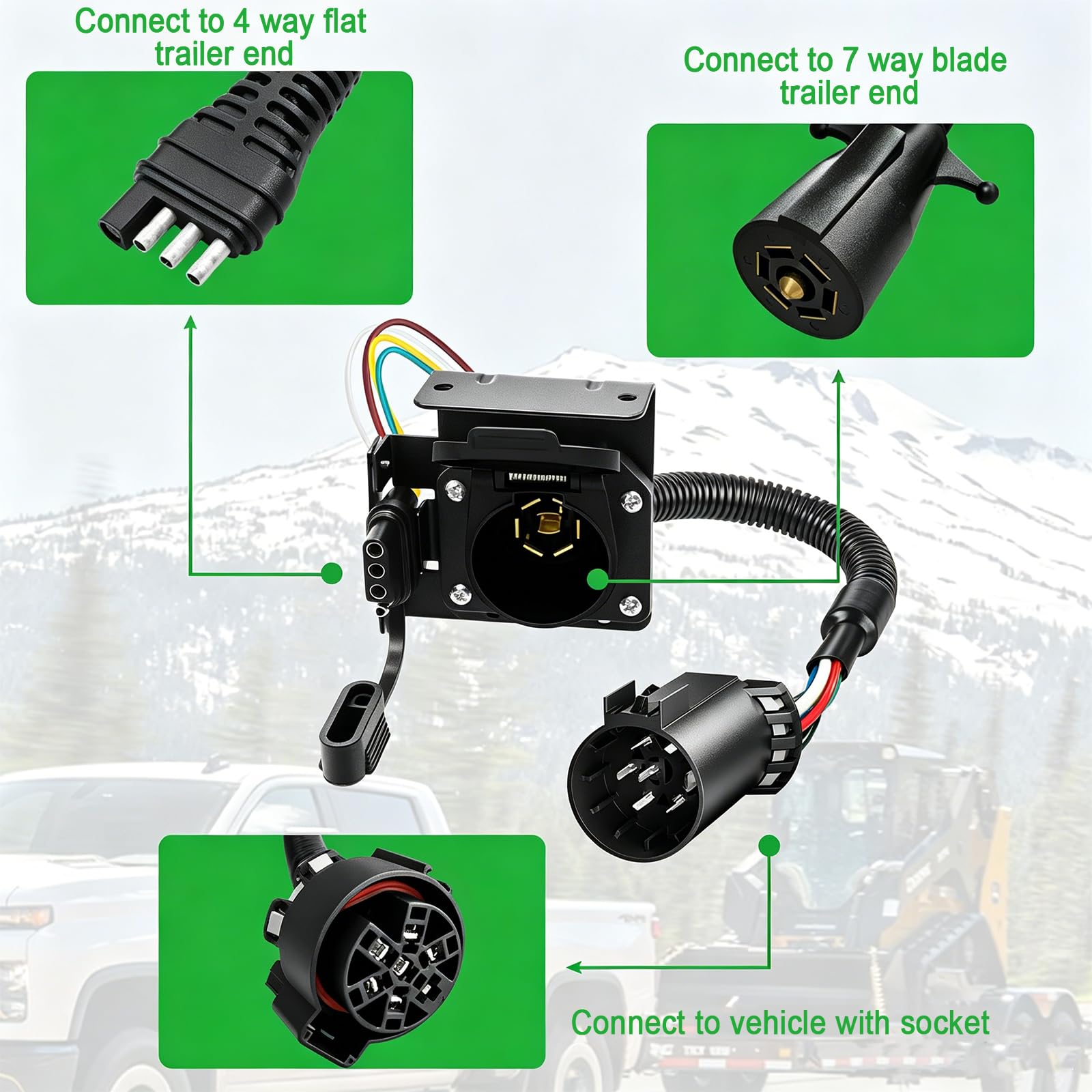 Seamaka adapter in towing setup with trailer showing quick connection and reliable lighting